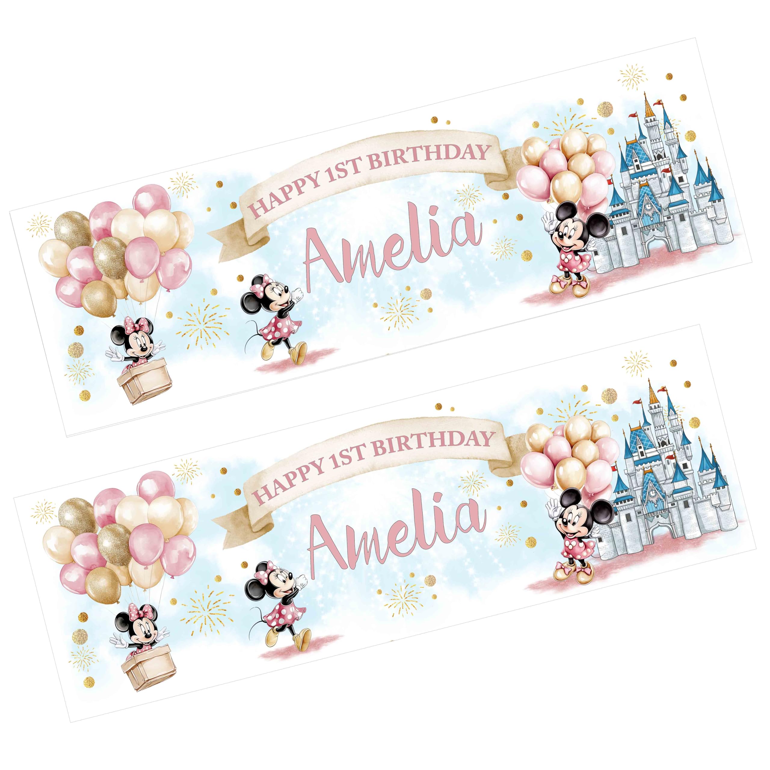Cute Mouse Banner x 2. Personalised Party Banner. Party Decoration, Birthday Gift, Minnie party banner