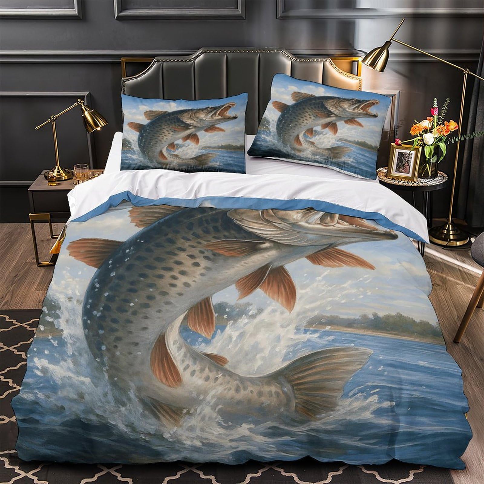 Housse de couette hypoallergénique poissons 3D finis les draps rêches