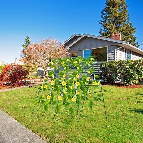 Miniatura 4 de Hoyejyou 2 juegos de enrejado plegable de pepino con marco en A de 48 x 48 pulgadas para camas elevadas, soportes de cultivo de verduras, enrejado