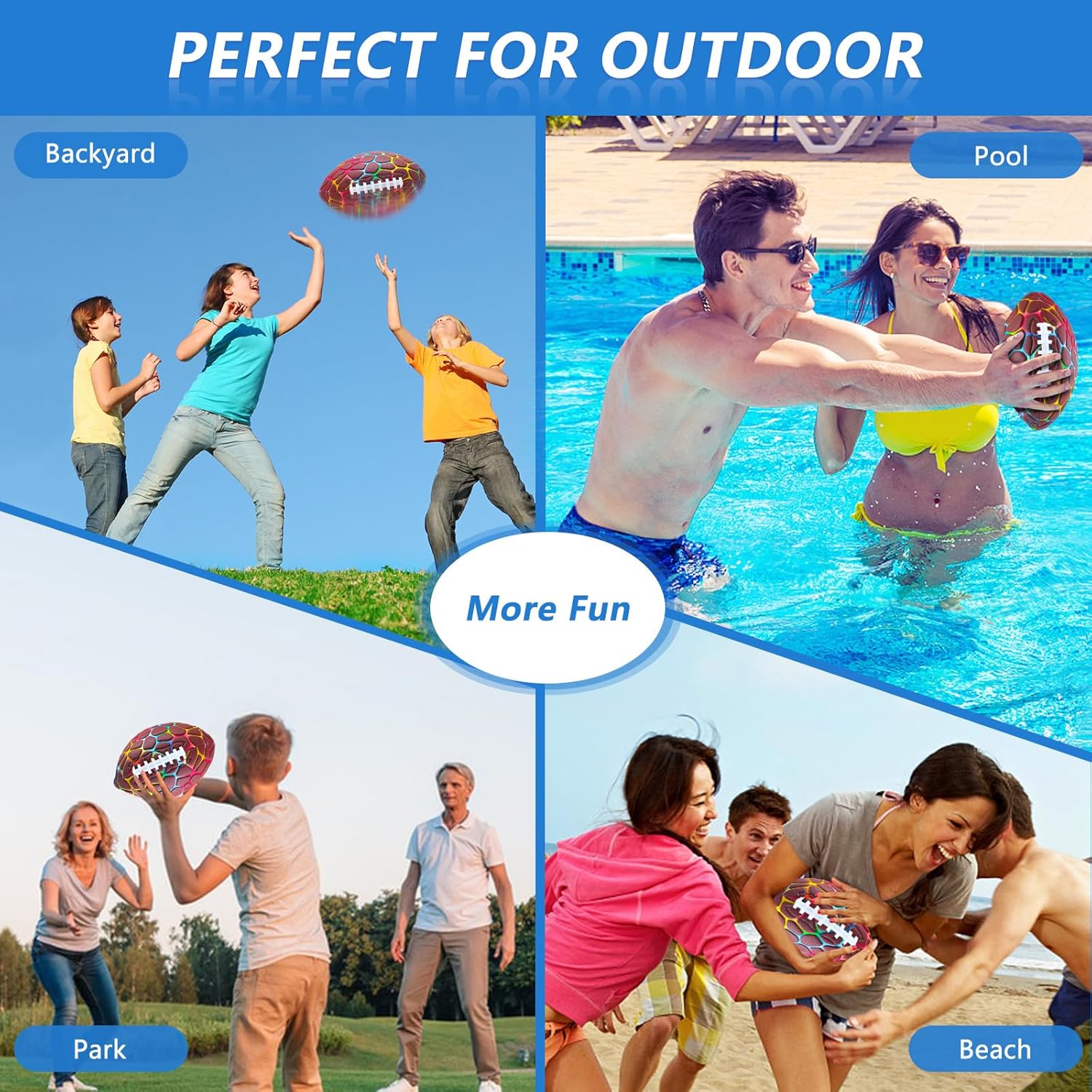 Jasonwell Pool Beach Water Football - Strong Grip Waterproof Football for All-Weather Play Pool Toys Beach Games Outdoor Sports Lake Toy Christmas Birthday Gifts for Kids Boys Teens Adults