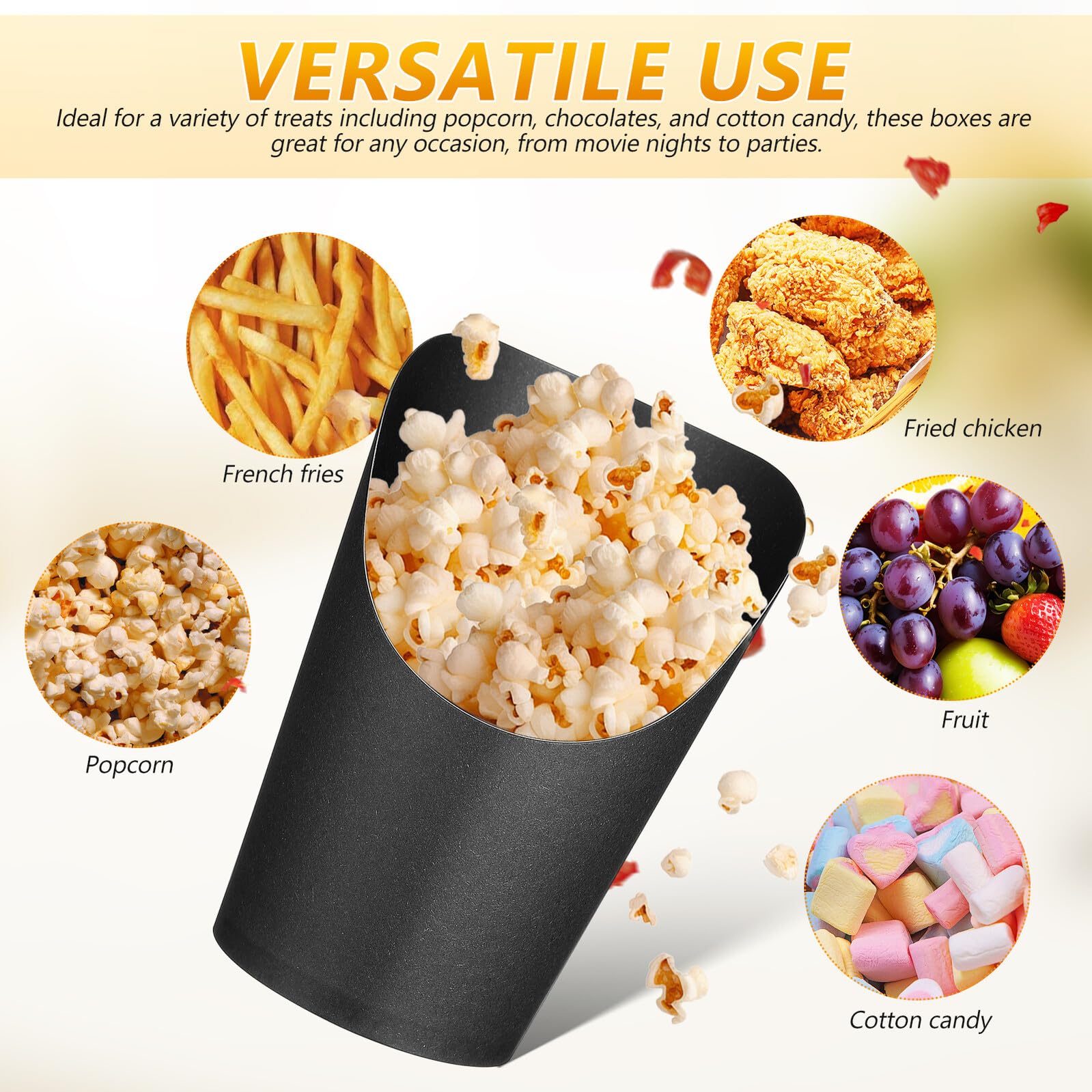 CANIGHT Einweg Pappbecher Snackbehälter 100 Stück 400 ml Pommes Frites Becher aus Papier für Partys und Imbiss