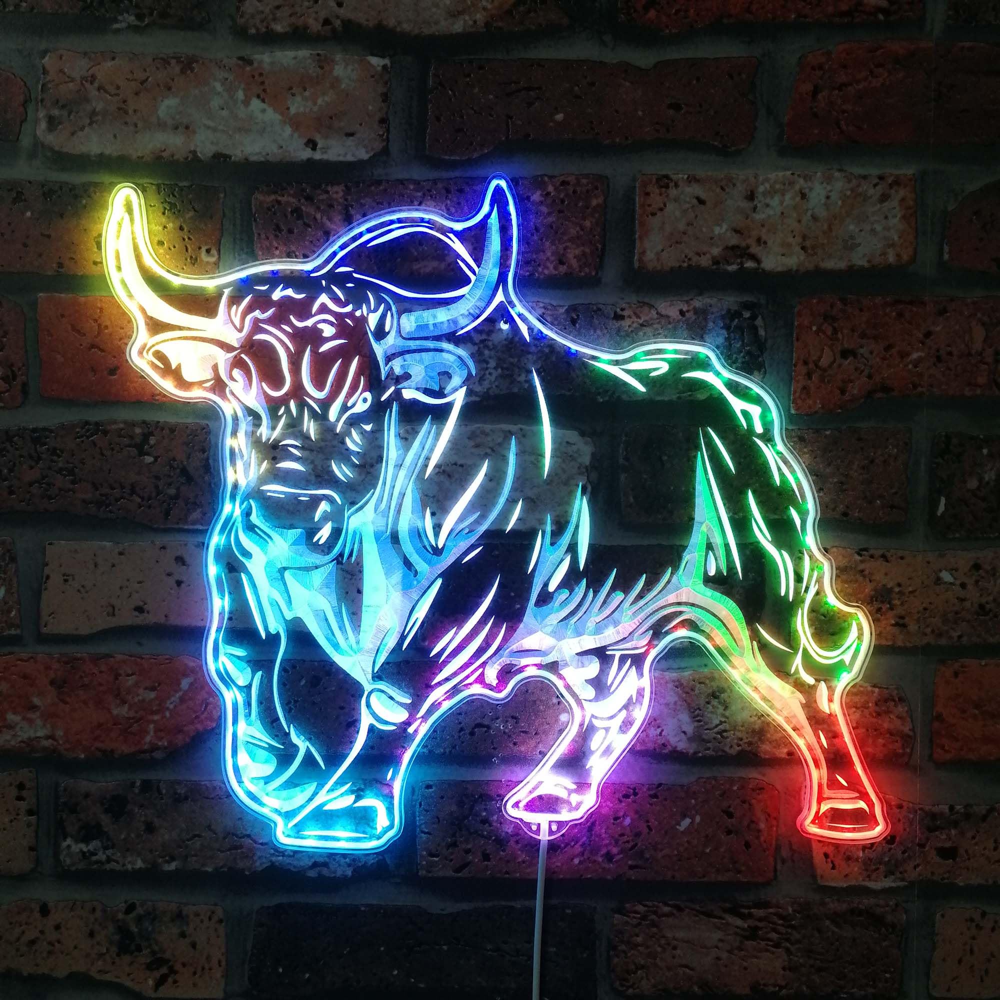 ADVPRO Bull Animal RGB Dynamic Glam LED Sign - Cut-to-Edge Shape - Smart 3D Wall Decoration - Multicolor Dynamic Signage st06s43-fnd-i0310-c
