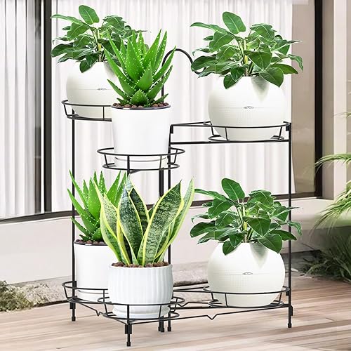 Miniatura 3 de Soporte de metal resistente para plantas, estante y estante para plantas para interiores y exteriores, 6 niveles, 7 macetas, soporte para plantas,