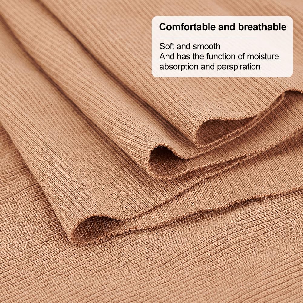NBEADS Tejido de Punto Acanalado, Tela de Algodón Tejida con Cinta Elástica para Accesorios de Ropa, Cinturillas, Puños, Dobladillo, Costura de Cuello, Camello 100×66cm