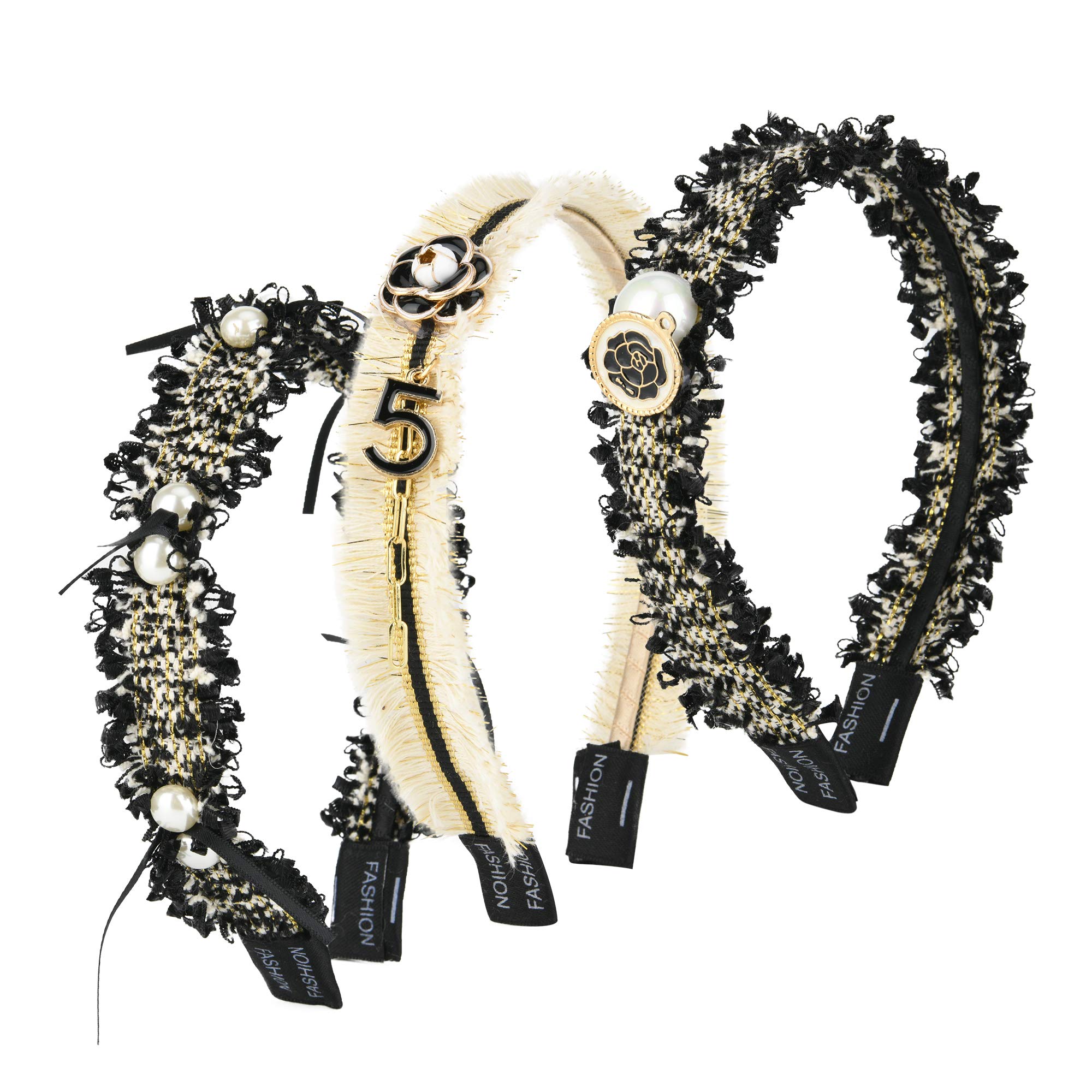 SluxaPearl Hairband for Women, Fashion Decorative Headband with Jeweled Designer Beads, 1 Pack