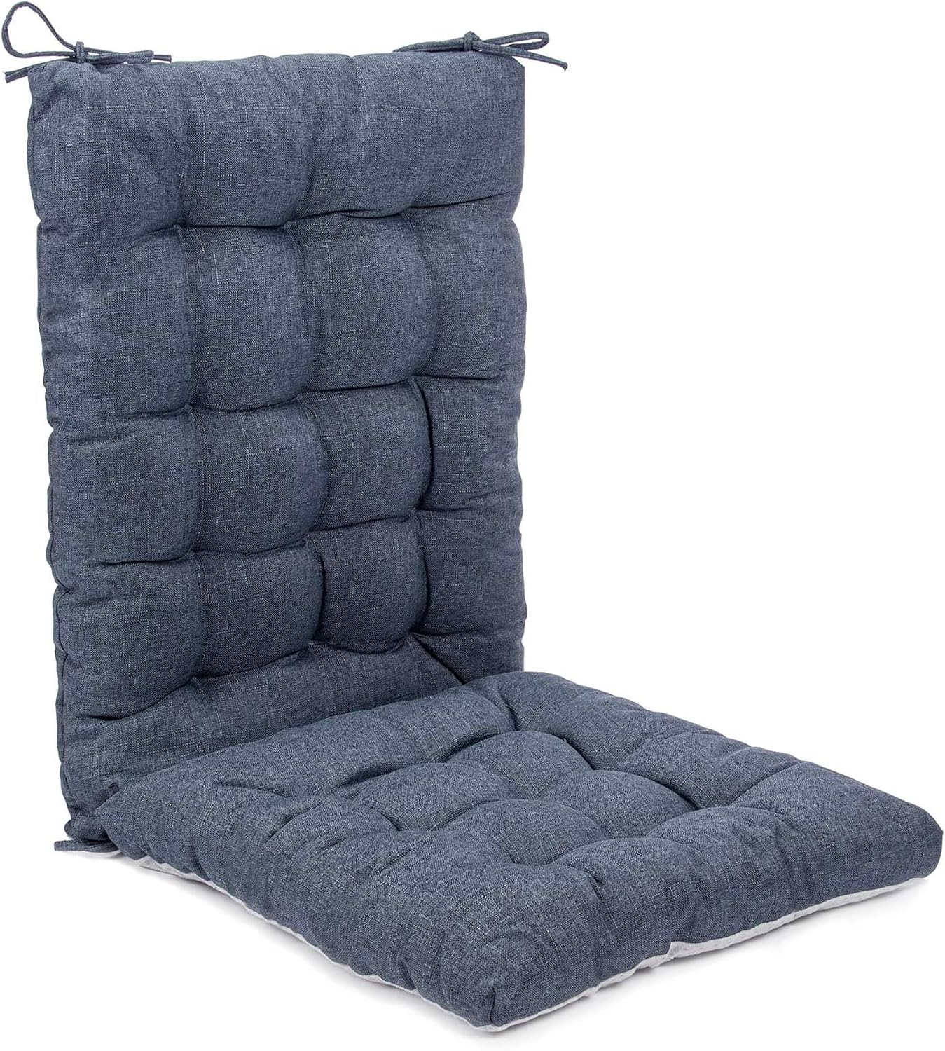 Rocking Chair Cushions Comfortable Tufted Seat Cushion Pads Non-Skid Backed Set of Backrest Cushion and Seat Bottom for Porch Rocker Adirondack Chair (Black, Backrest-24X17,Bottom-17x17)