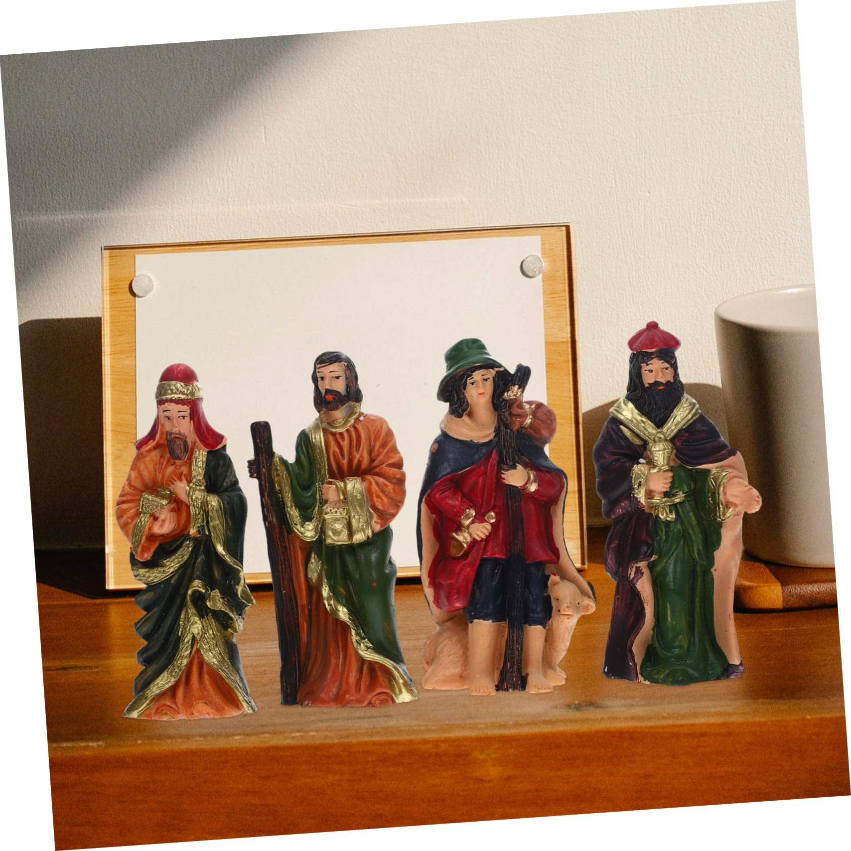 TOPBATHY 2 Juegos de Estatuas de Resina del Nacimiento de Jesús Pesebre para Navidad Juego de Figuras Decorativas de La Natividad