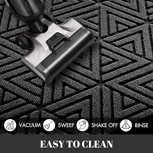 Miniatura 7 de Yimobra - Tapete negro para puerta de entrada delantera para interiores y exteriores, 36 x 24 pulgadas, tapete de entrada resistente, parte trasera