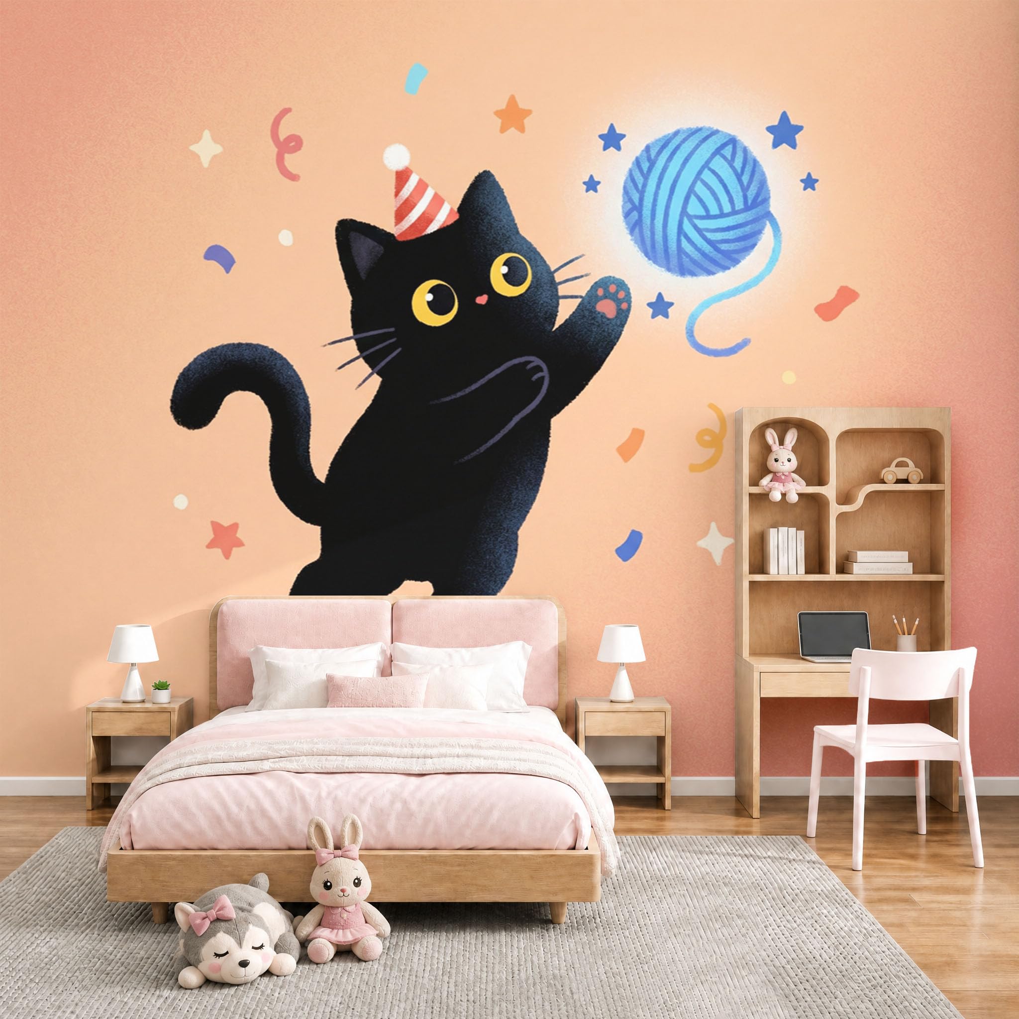 Papier peint photo chaton de fête pour égayer la chambre d’enfant