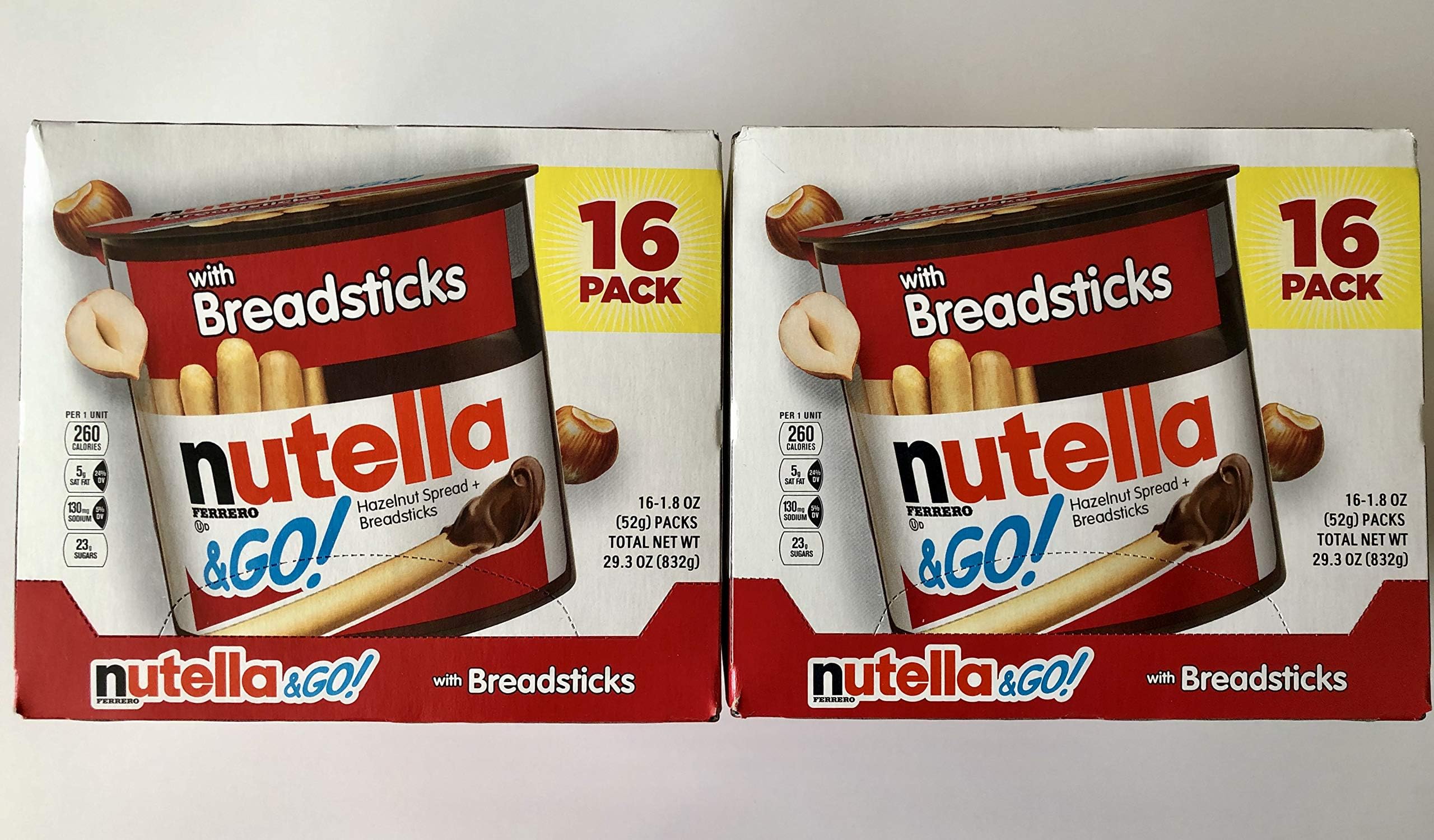 Two-Pack Nutella & Go With Breadsticks! Hazelnut Spread And Breasticks On The Go! Have A Delicious Snack On The Go!