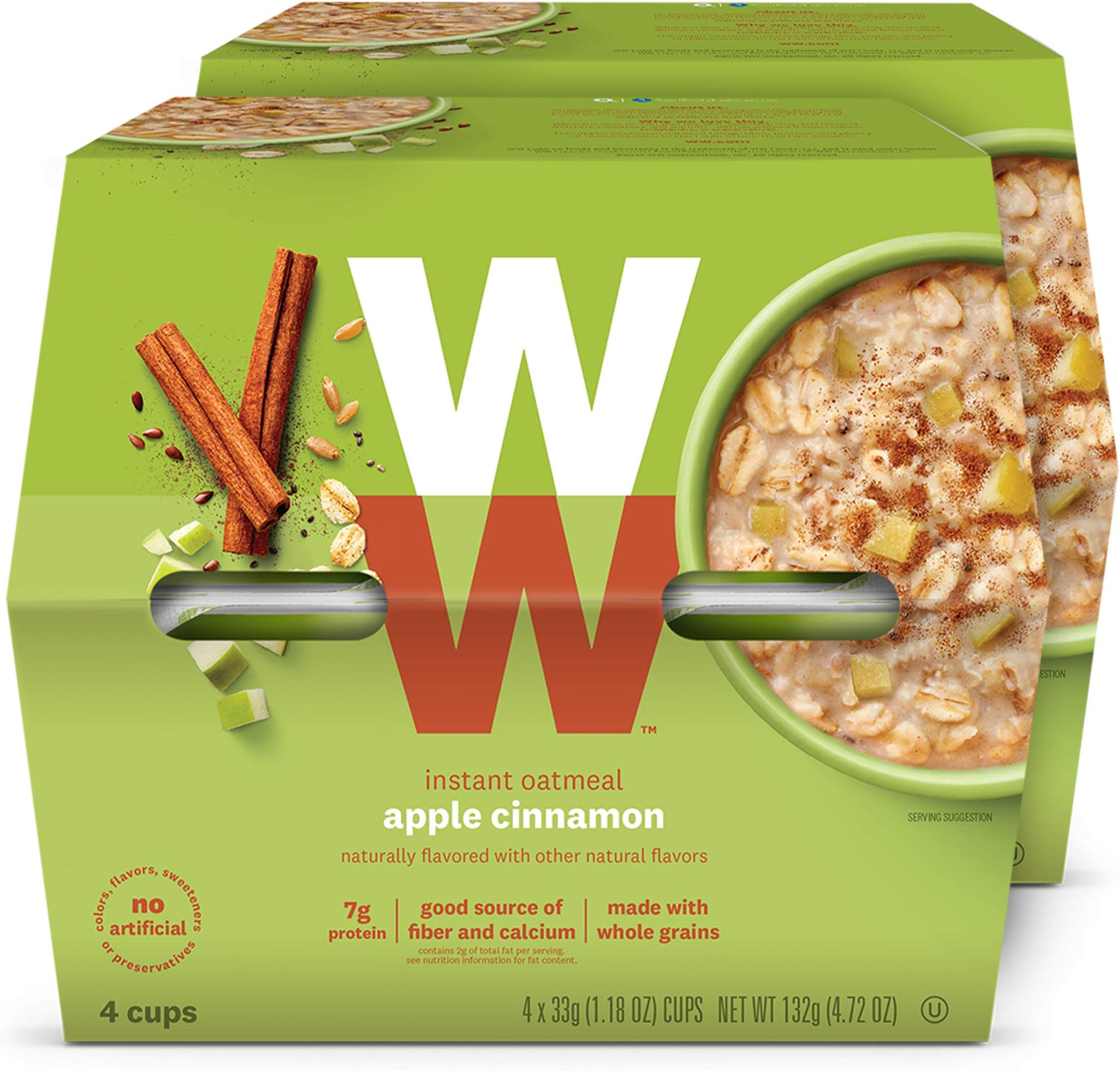 WW Apple Cinnamon Instant Oatmeal - 3 SmartPoints - 2 Boxes (8 Count Total) - Weight Watchers Reimagined