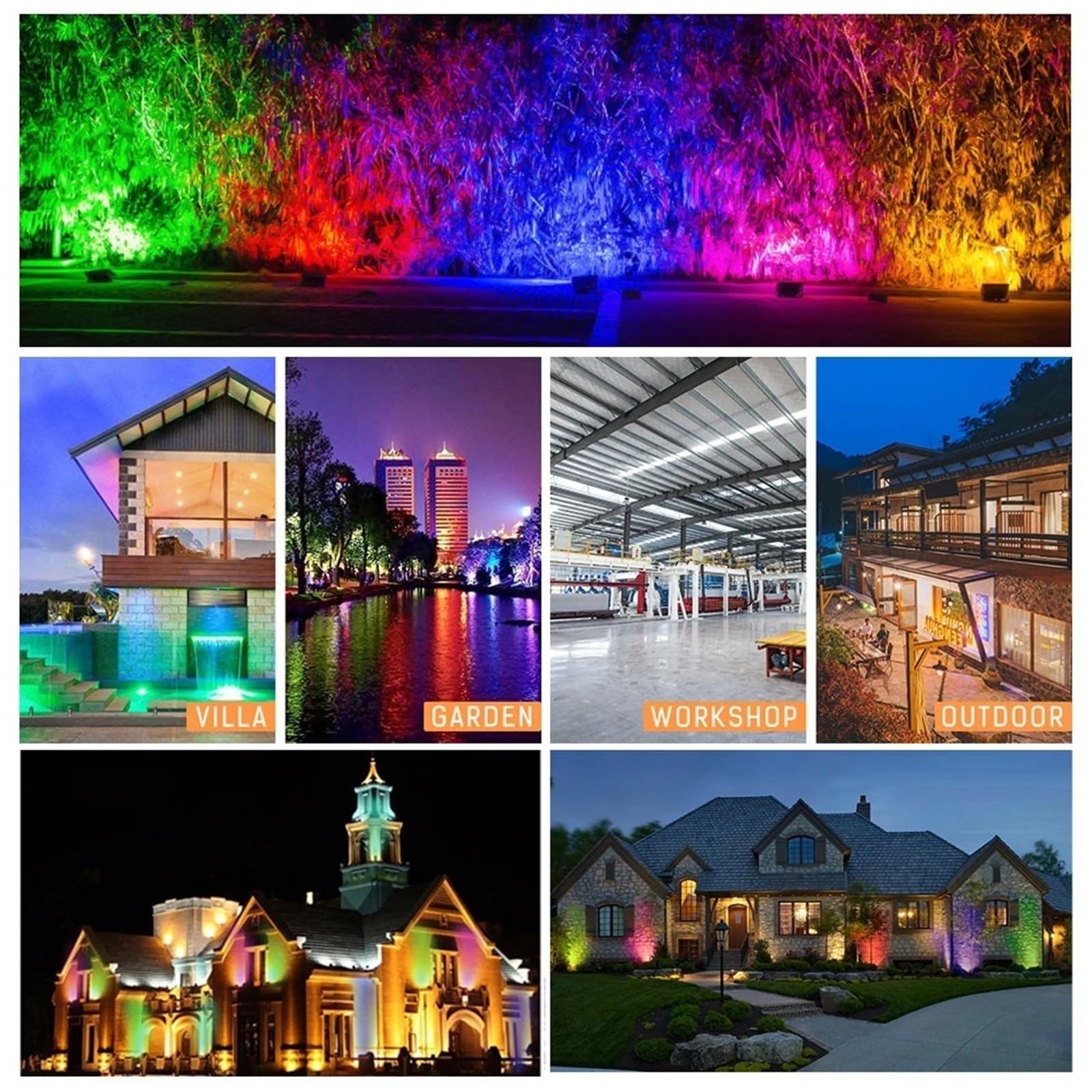 Proiettore per esterni, Proiettore RGB Da 100 W, 50, 30 E 20, Riflettore IP68, LED Impermeabile, Illuminaze Giardino For Esterni(100 W)