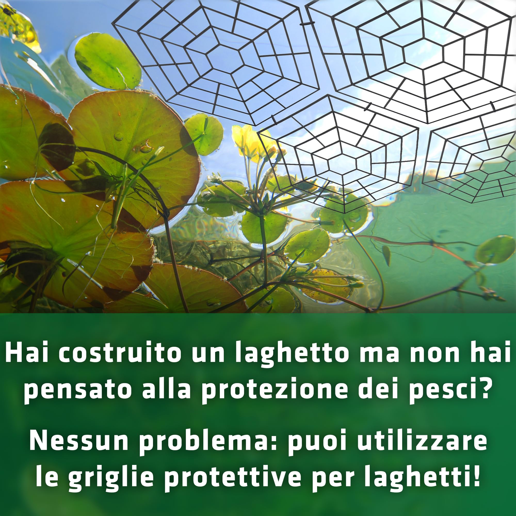 GARDIGO® Set di 20 Griglie per Laghetti | Deterrente per Aironi | Protezione dello Stagno dagli Uccelli | Repellente per Uccelli e per Gatti | Griglia Protezione Galleggiante