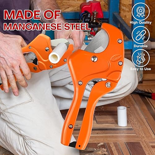 Miniatura 5 de YIYITOOLS - Cortador de tubos y tuberías para cortar mangueras de plástico O.D. PEX, PVC y PPR de hasta 1-58 pulgadas de pulgada, cortador de
