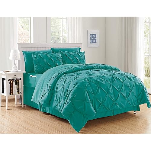 Luxury Best, Softest, Coziest 6-Piece Bed-in-a-Bag Comforter Set on Amazon! Elegant Comfort - Silky Soft Complete Set Includes Bed Sheet Set with Double Sided Storage Pockets, Twin/Twin XL, Turquoise