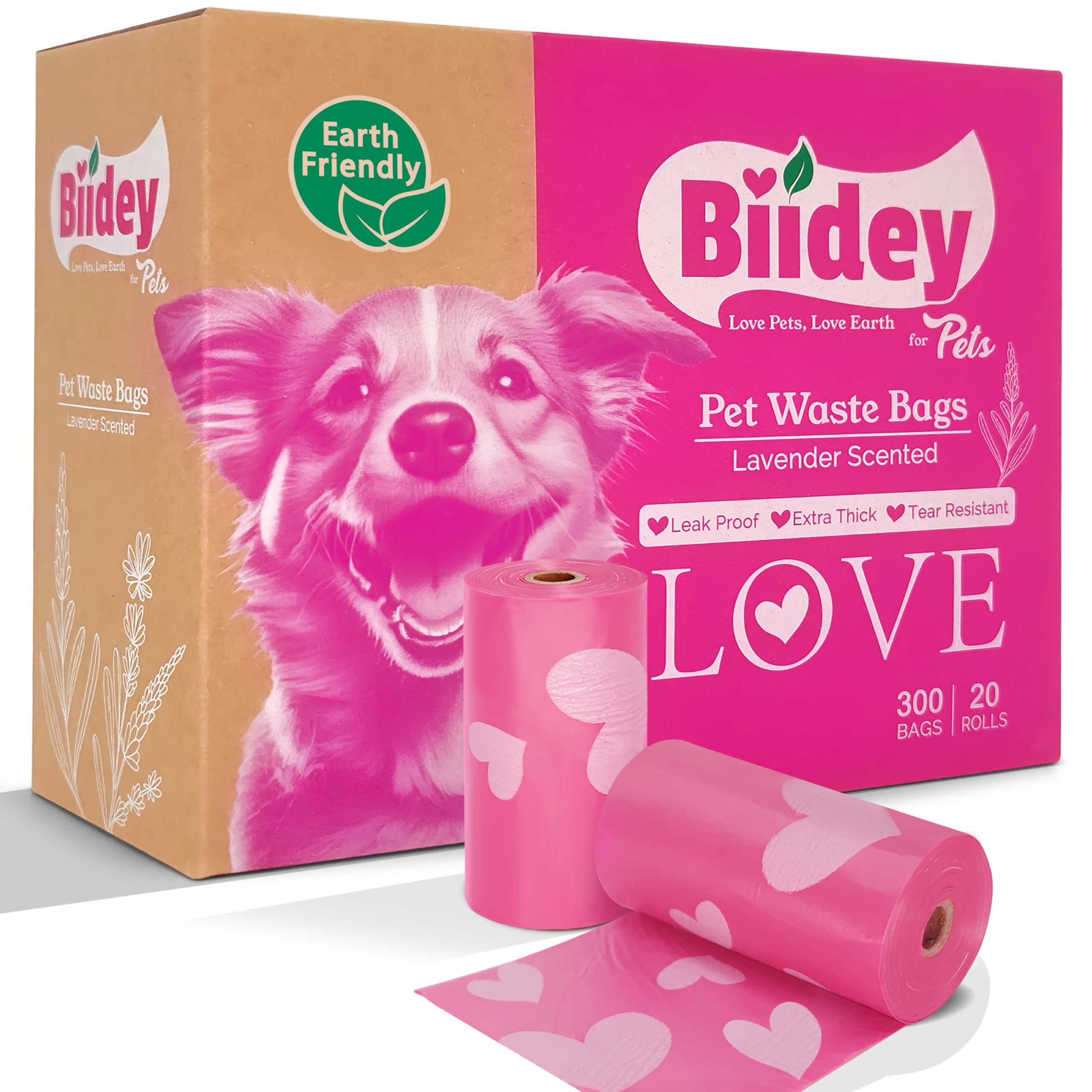 815kCL85dHL Biidey Dog Poop Bags Rolls Biodegradable for Pet Waste | Pink Trash Bags 300 Ct Bulk
