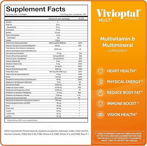 Miniatura 6 de Vivioptal Multi 90 cápsulas blandas - Suplemento multivitamínico y multimineral - Sustancias lipotrópicas y oligoelementos