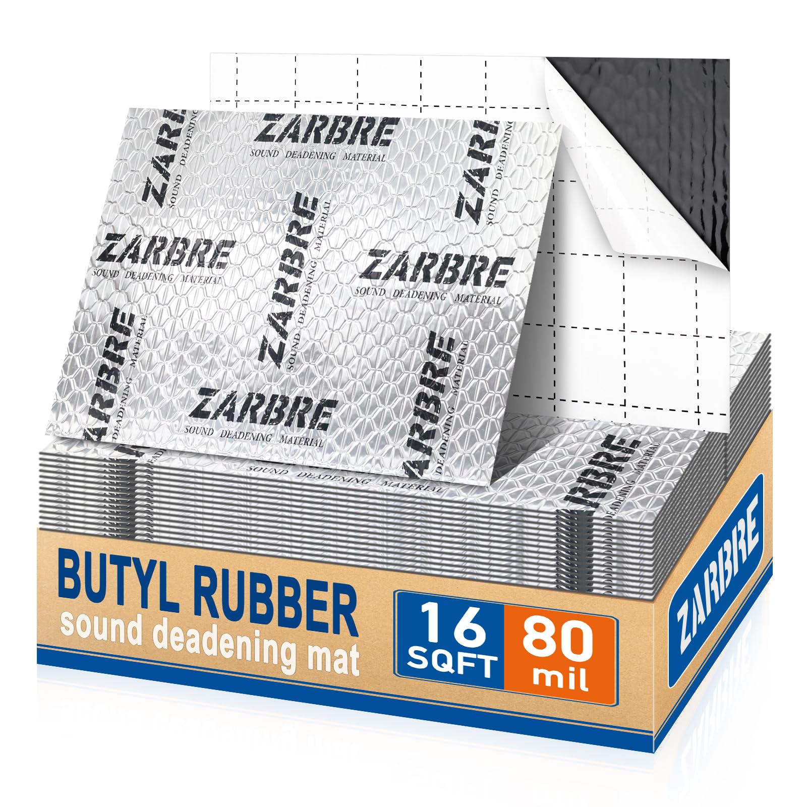 80 Mil Car Sound Deadening Mat, 16 Sqft Butyl Sound Deadener