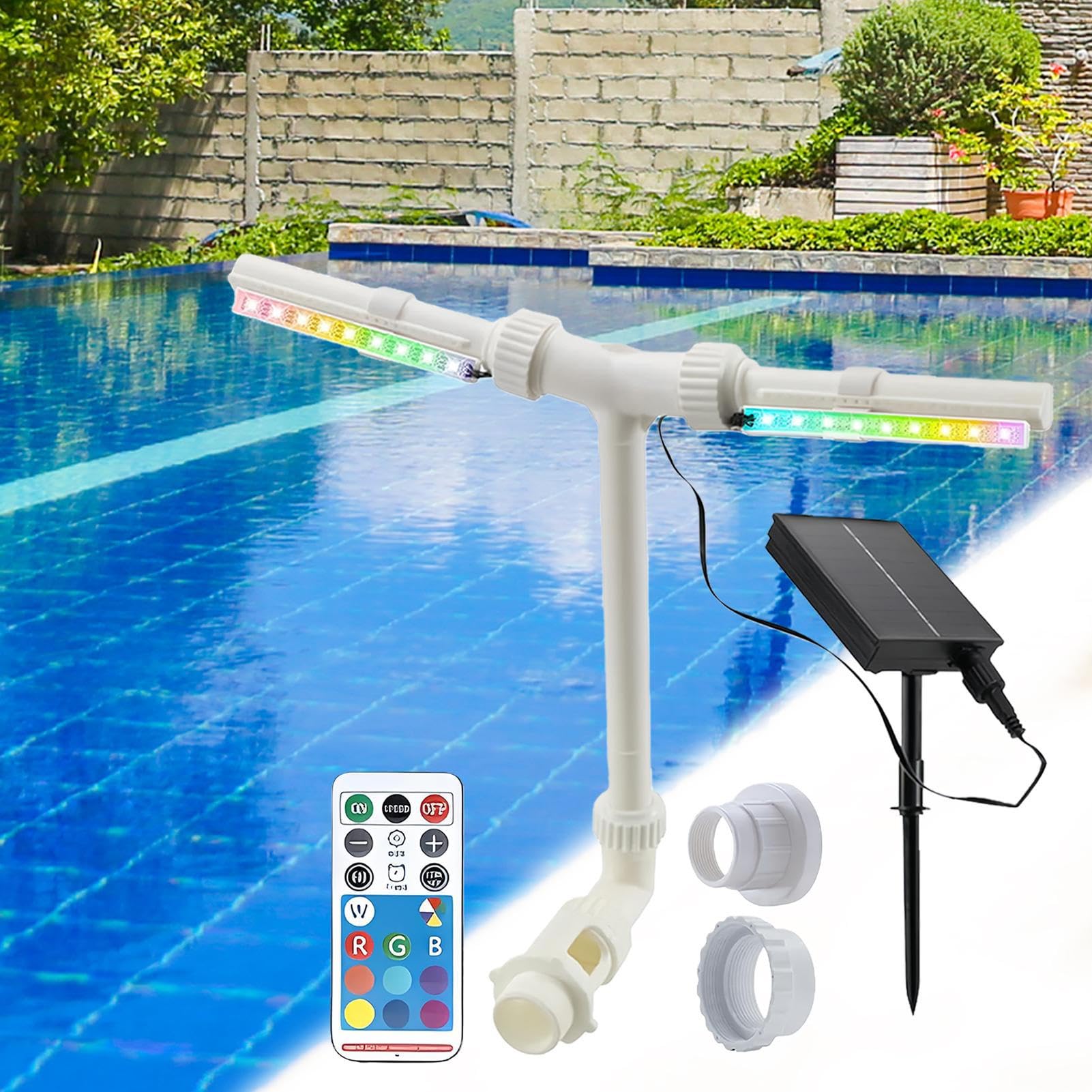 Fontaine à eau pour piscine, dispositif cascade avec télécommande