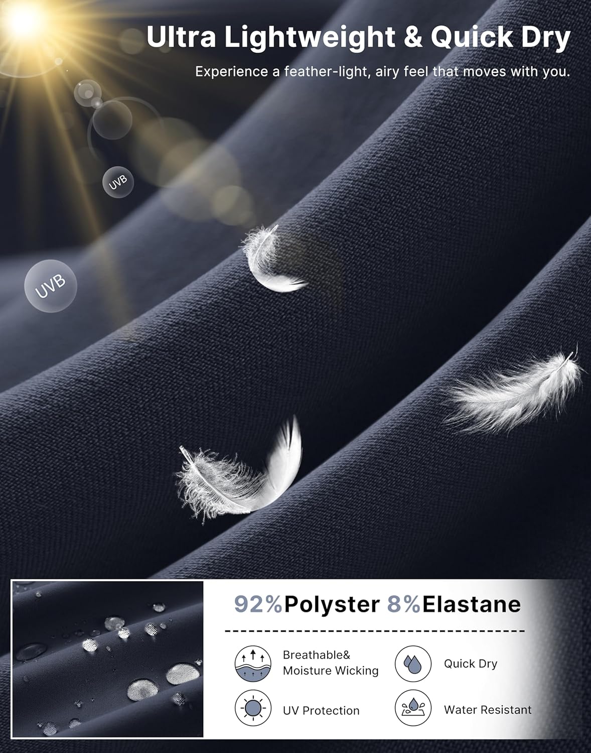 G Gradual Men's Casual Shorts 9" Lightweight Hiking Golf Zipper Pockets Stretch - Image 5