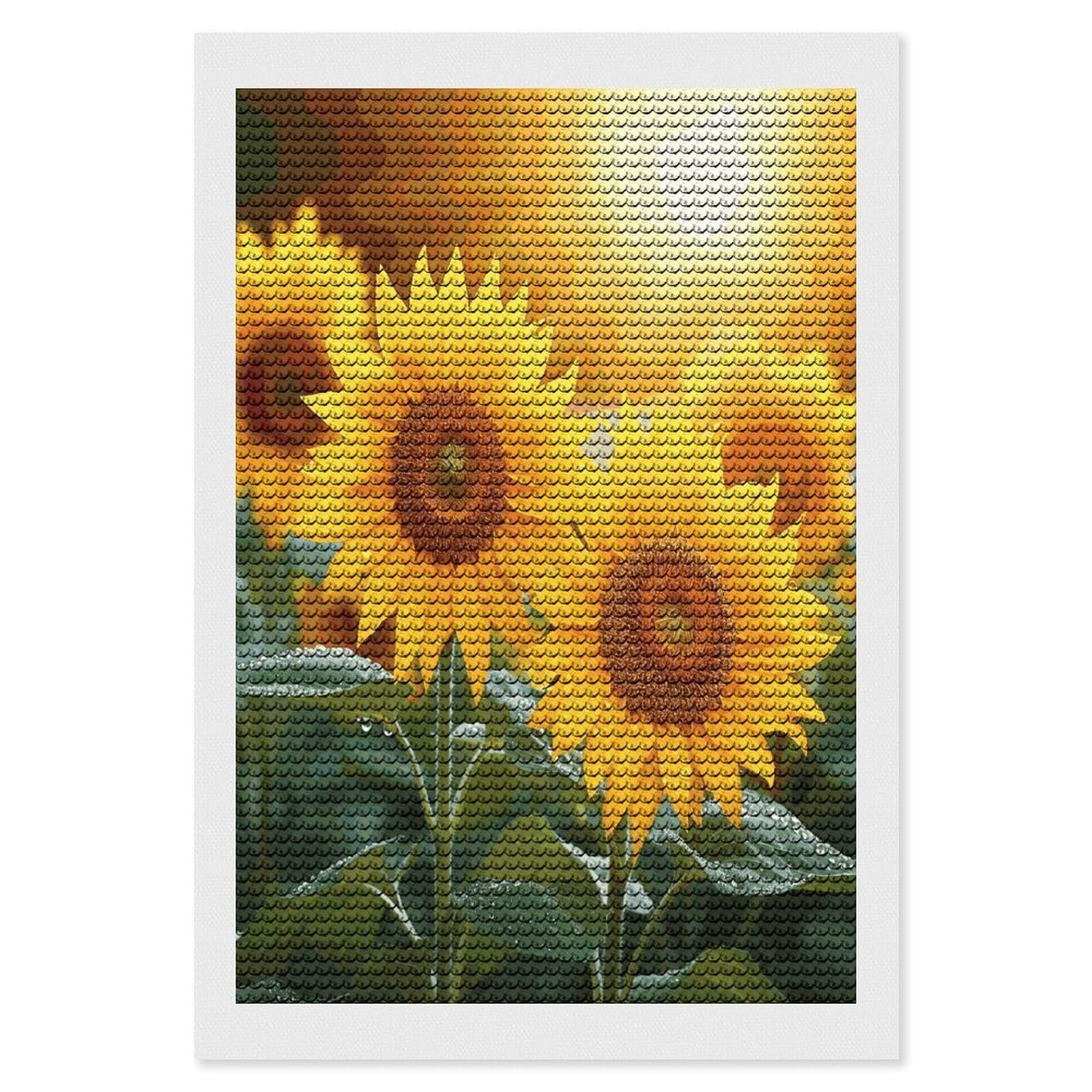 LDGSUPH Sunflower Flowers Diamond Painting Kits for Adults Paint with Diamond Pictures Art DIY Full Drill Diamond Dots Painting Personalized Diamond Photo for Home Wall Decor Gift 8"x12"