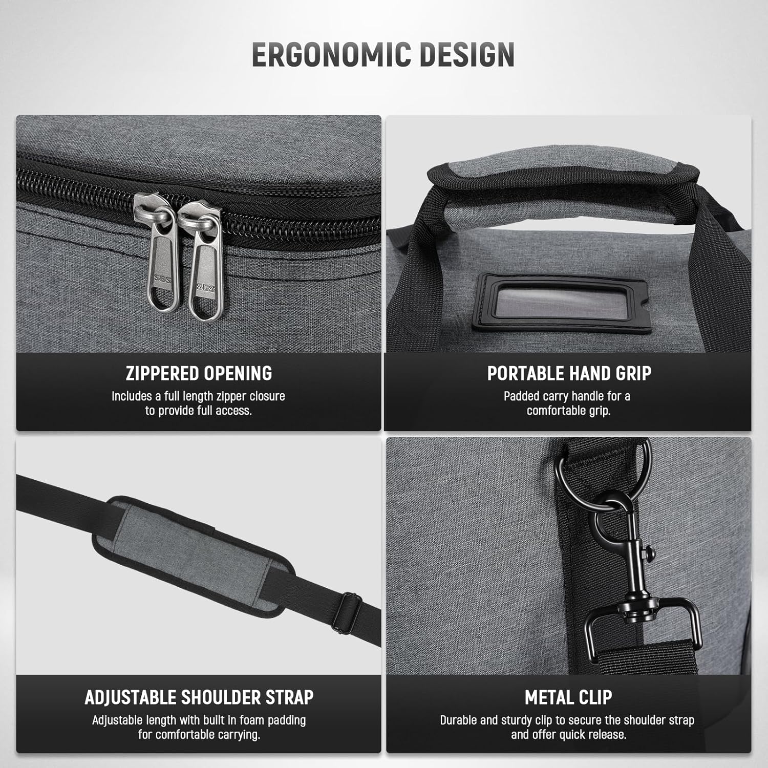 NEEWER Carrying Bag with Movable Foam Padded for Studio Light Q300 Vision 4 ML300 CB60B RGB CB60 MS60B MS60C MS150B, Durable Oxford Cloth Transit Bag Travel Case with Shoulder Strap & Handle, PB5 - Image 7