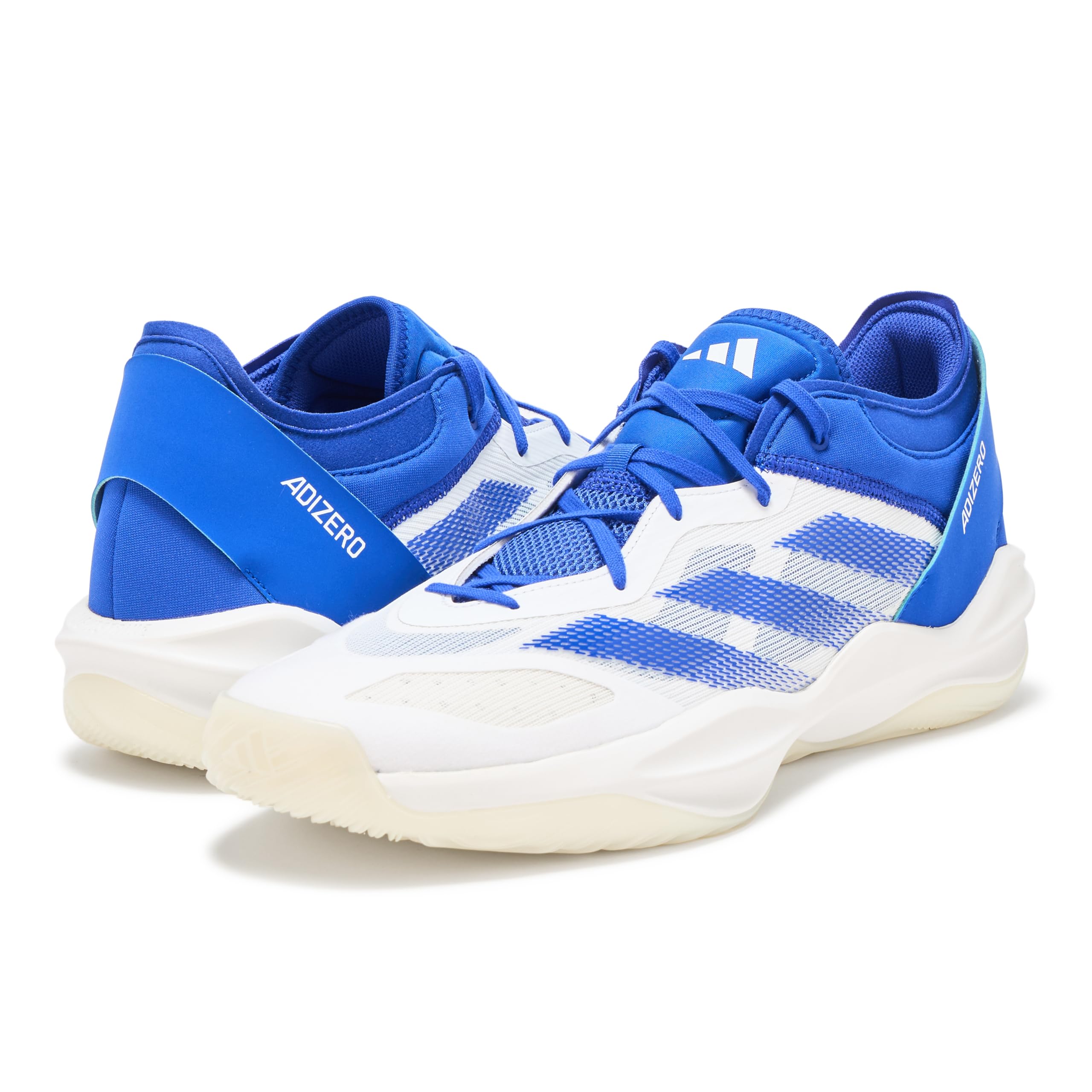 adidas Unisex Adizero Select 2.0 Basketball Sneaker, White/Lucid Blue/White, 18 US Men