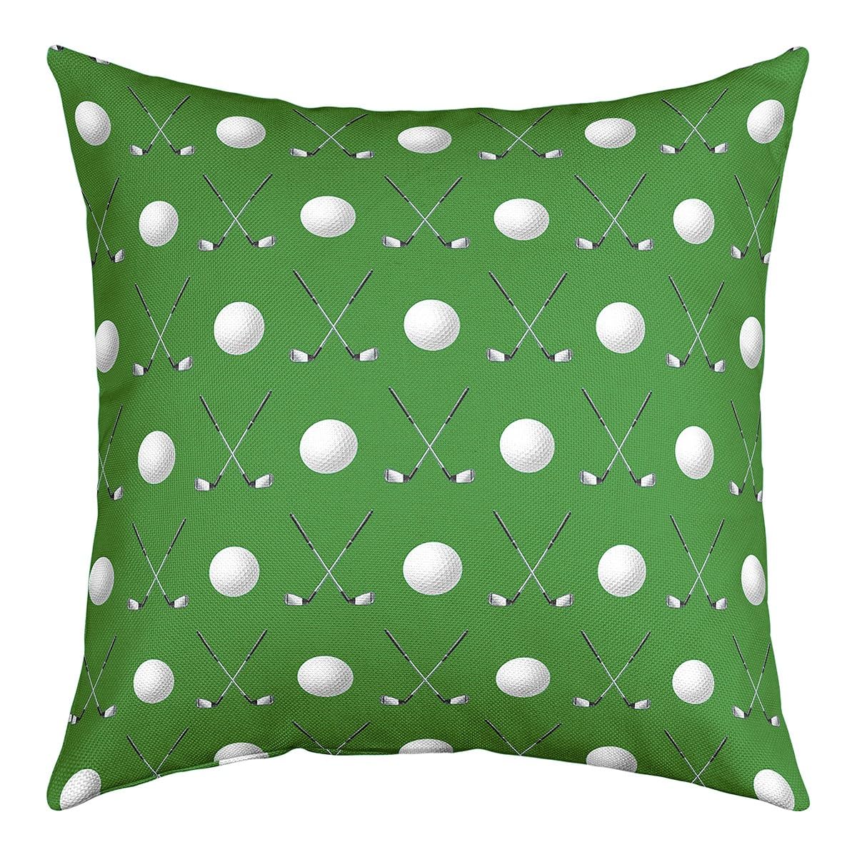 Golf Printed Throw Pillow Covers Watercolor Green Plaid White Ball Pillow Cases for Kids Teens Golf Clubs Decor Sports Style Modern Simple Cushion Covers for Living Room, 1 Pack 20"x20" — image 1