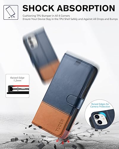 Miniatura 6 de TUCCH Funda tipo cartera para iPhone 12 ProiPhone 12 5G, carcasa interior de TPU a prueba de golpes, funda de piel sintética con bloqueo RFID,