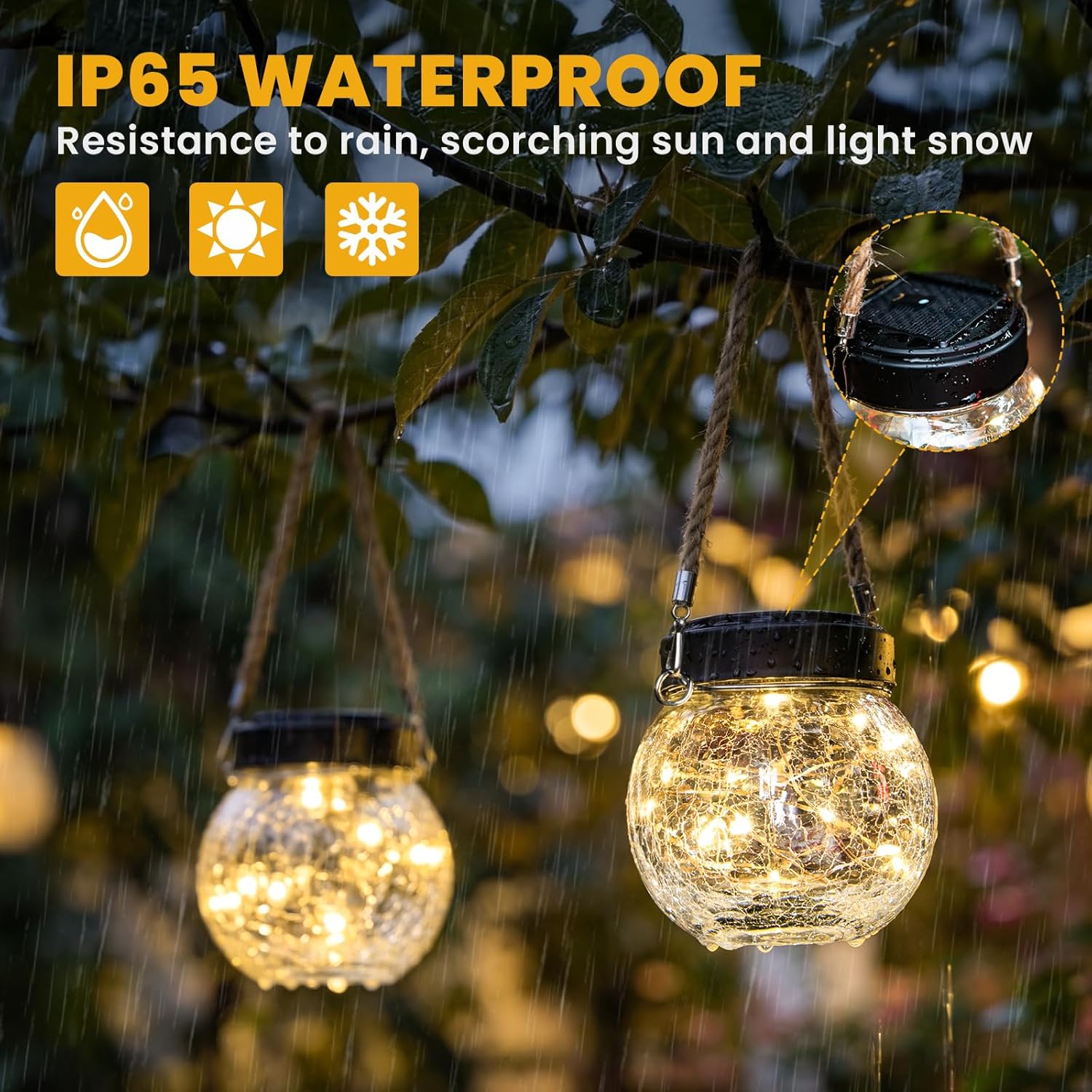 ROSHWEY 6 Pack M Size Solar Lantern Gifts for Women, Hanging Garden Decor Solar Lights Outdoor Waterproof with 15 LED for Halloween Christmas Easter Gift