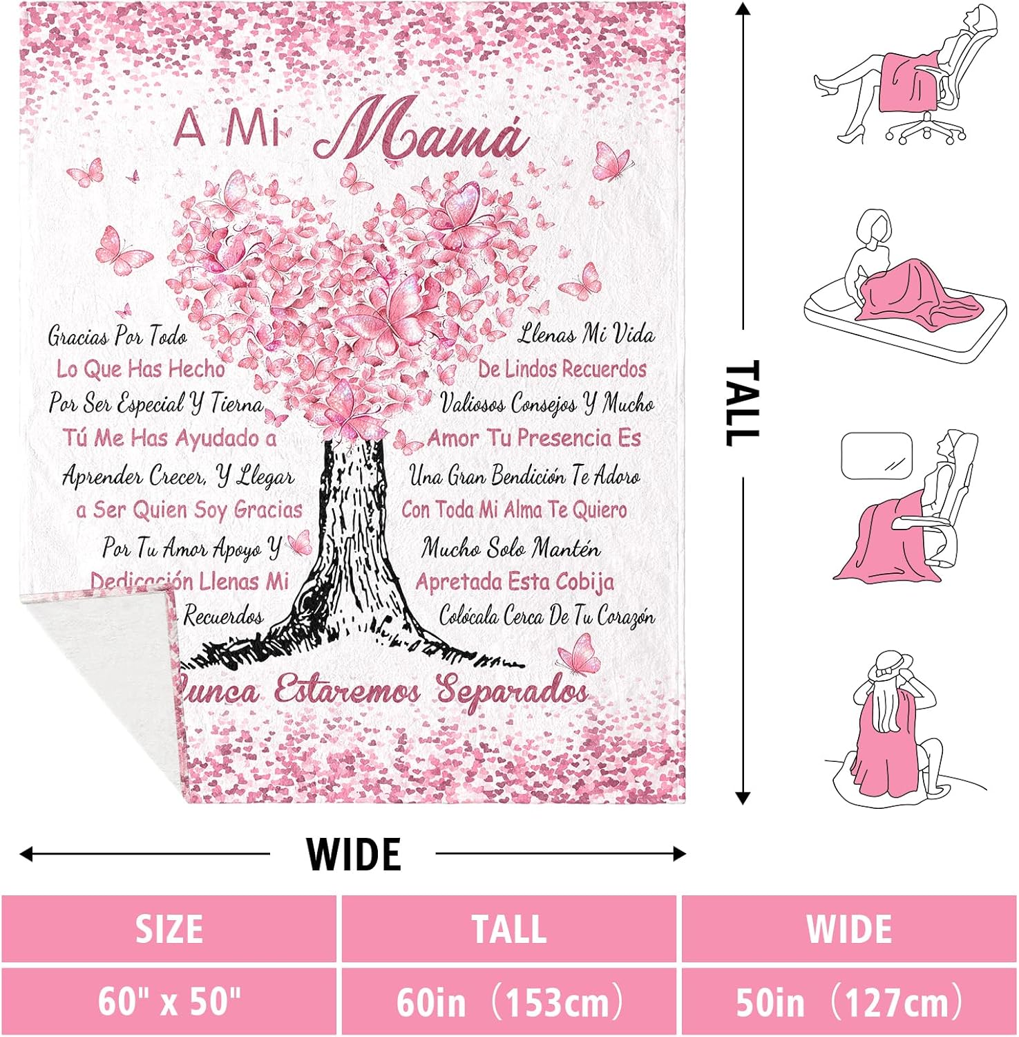 ACBEAT Regalos para Mi Mamá, Regalos para Mamá Día De La Madre, Mom Gifts in Spanish Blanket 60"x50", Mother's Day Mom Gifts from Daughter/Son, Regalos De Aniversario/Navidad/Cumpleaños Mamá