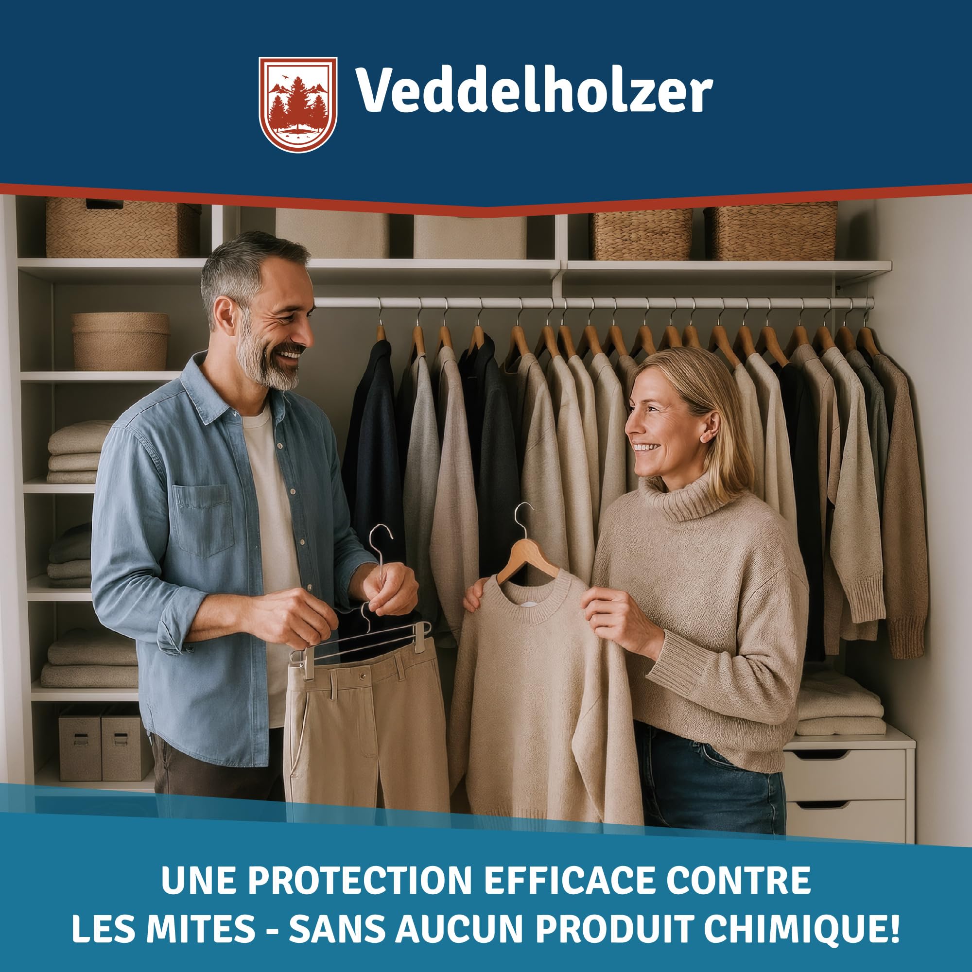 Veddelholzer Lot de 8 pièges à mites de vêtements - Piège triangulaire avec crochets et surface adhésive - Sans odeur et non toxique