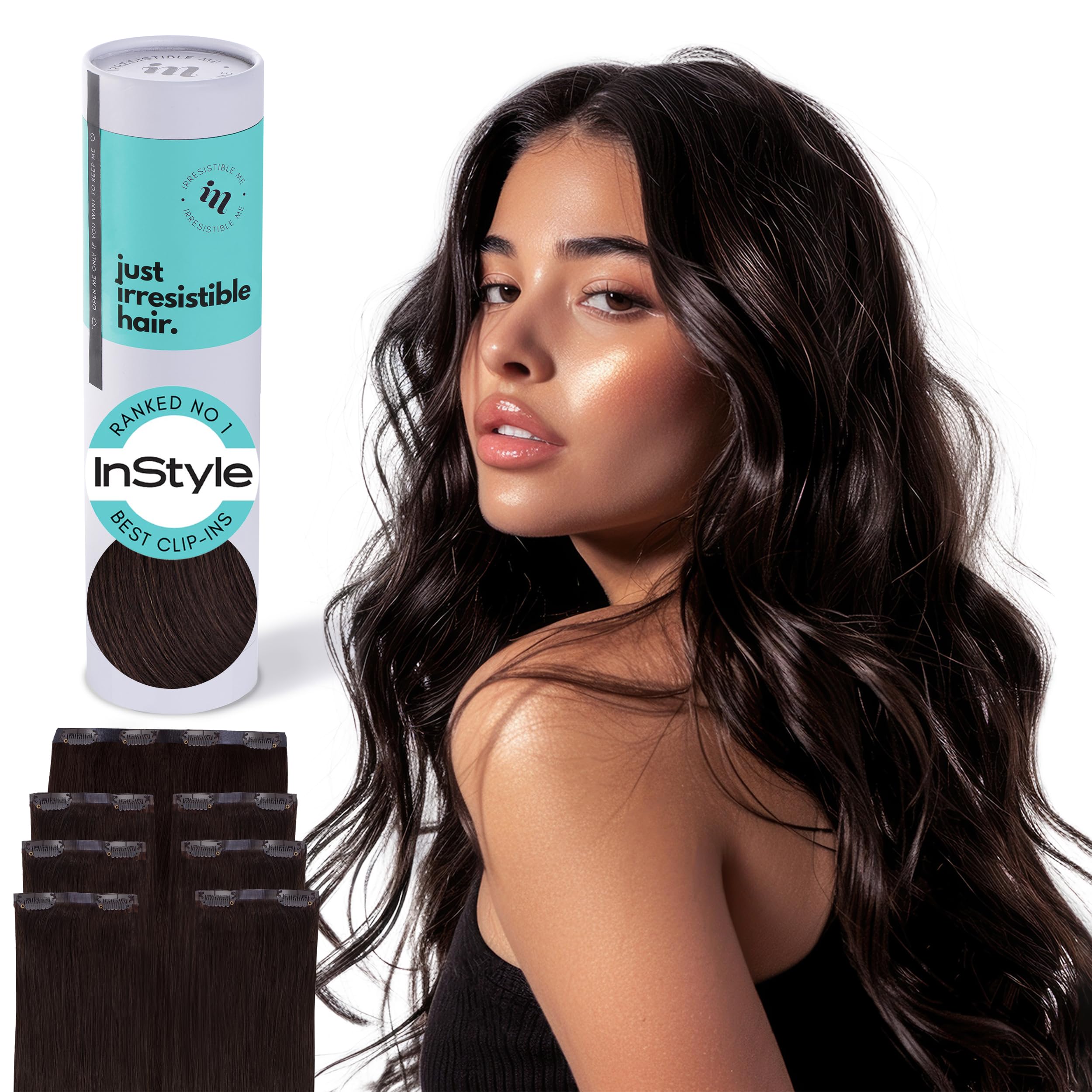 Irresistible Me Real Human Hair Extensions Clip Ins – 100% Human Hair Clip In Extensions for Length & Volume – Invisible Extension – Heat Resistant &