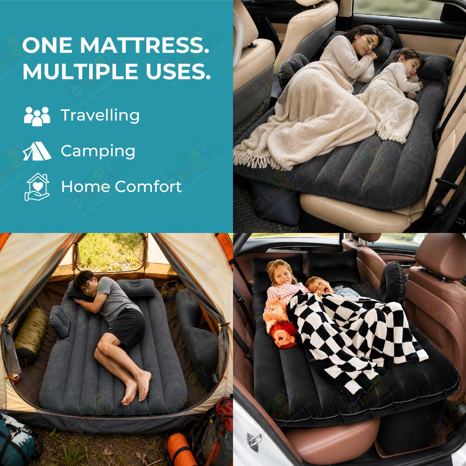 Toy Imagine Inflatable Car Bed with Air Pump & 2 Pillows, Black — Amazon image 8