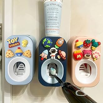 Automatic Toothpaste Dispenser Wall Mounted for Bathroom,Toothpaste Squeezer for Kids & Family Shower by Mr. Thumbs (3pc,Mixed)