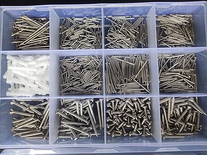KT Hardware Solutions Multipurpose 855 Pieces Home DIY Kit Including Steel Furniture Nails/Headless Furniture Panel Pins and Steel Screws