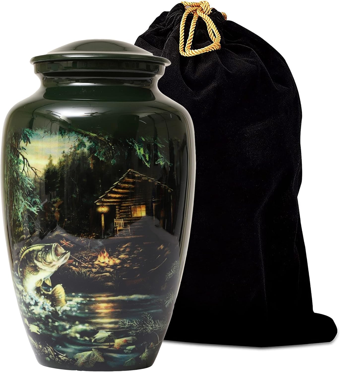 Fishing Urn for Ashes Adult Male, Bass Fish Cremation Urn