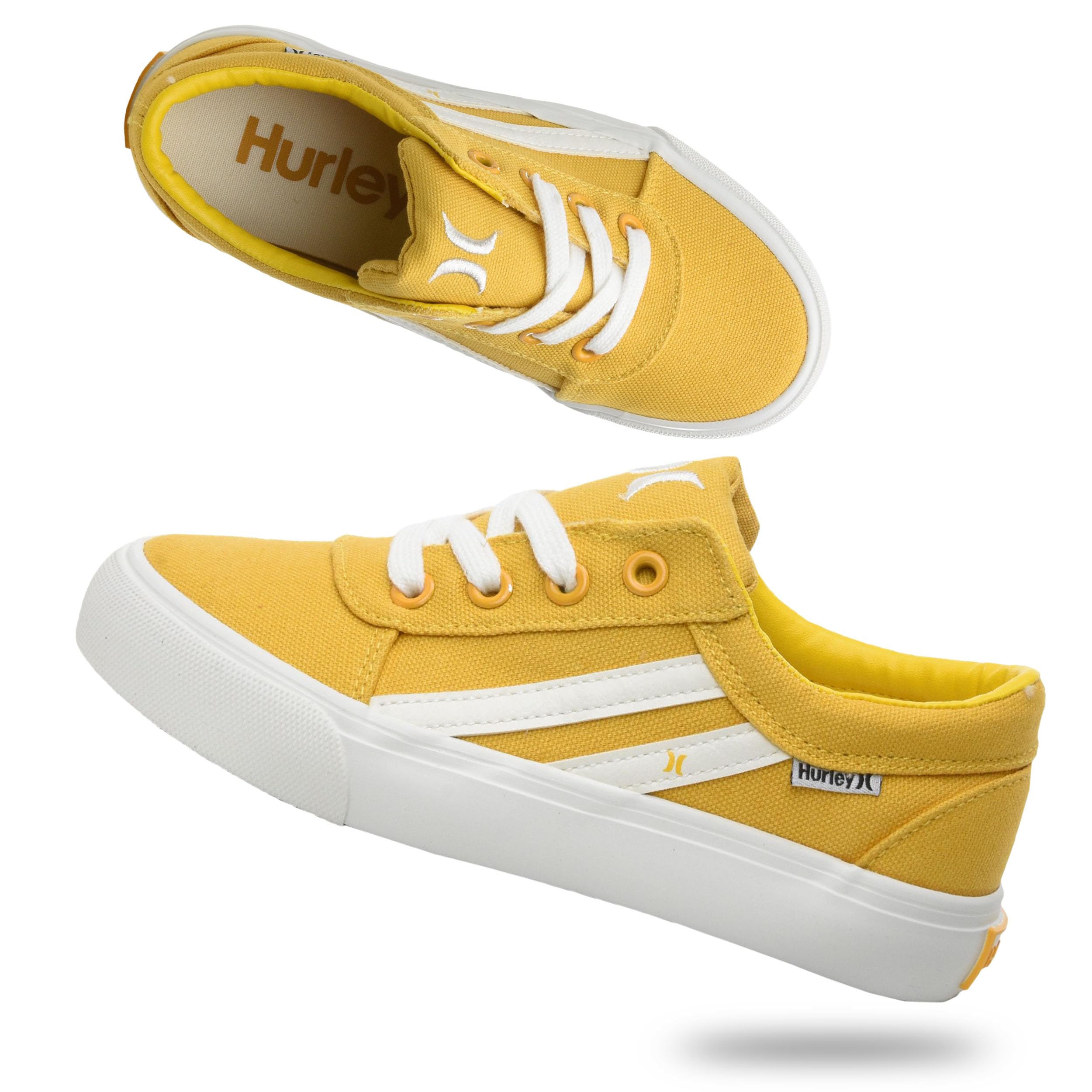 Hurley Boardy Kids Lace Up Canvas Sneakers – Low Cut Skateboarding Shoes for Kids, Sports Shoes for Boys and Girls