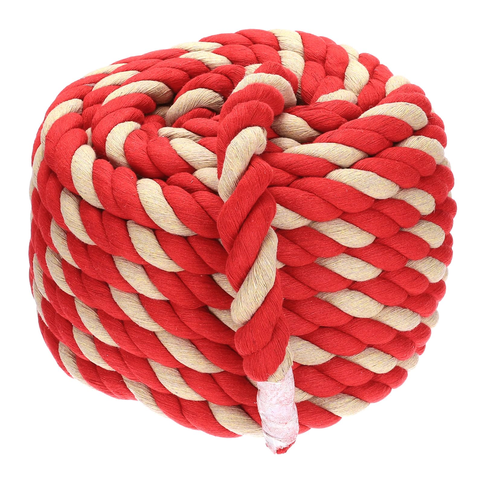 PATIKIL 1 Inch x 50 Feet Natural Twisted Cotton Rope 3 Strand Strong Thick Cotton Rope Tug of War Rope for Railings Crafts Games Home Decor Red Brown