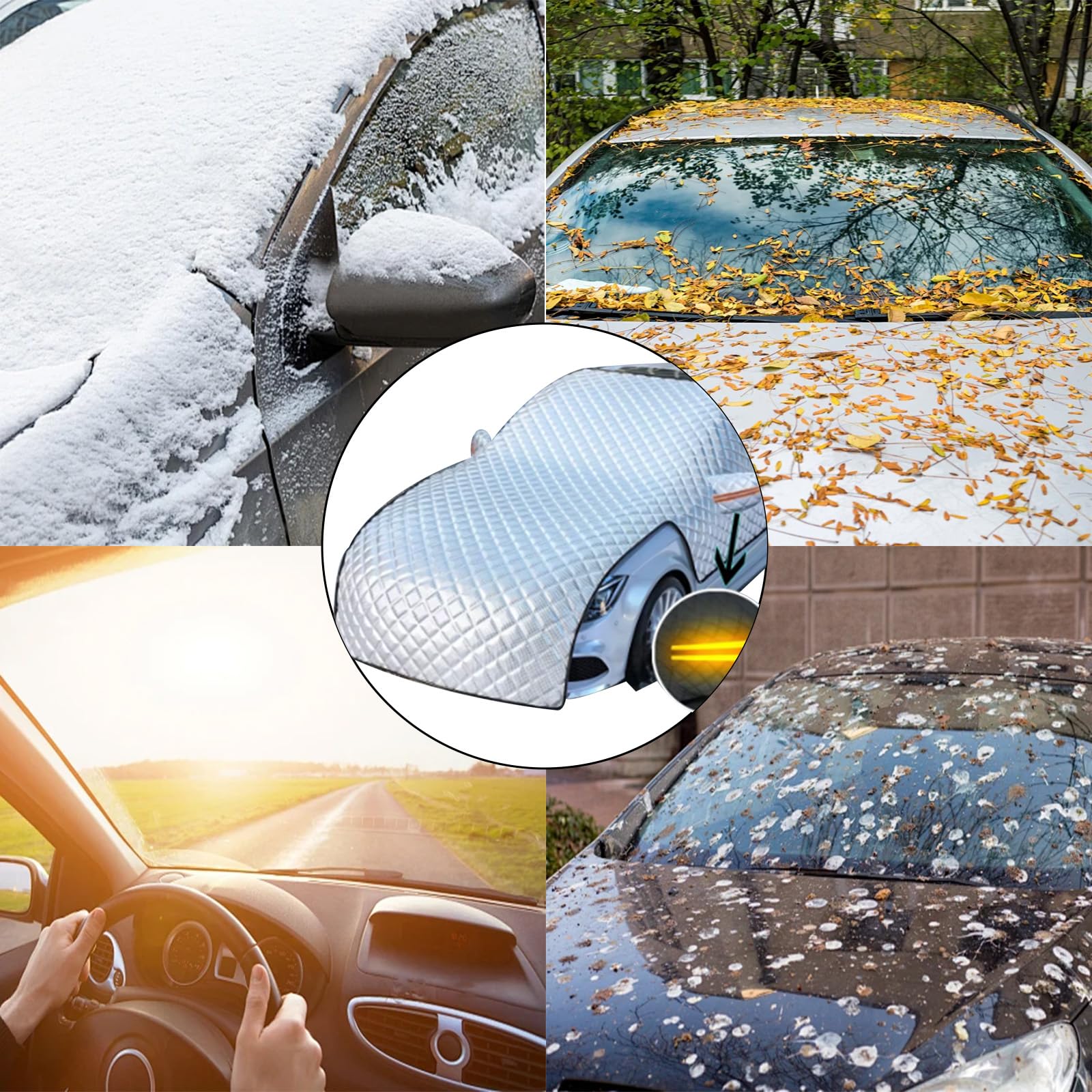 Frontscheibenabdeckung Auto Winter Frostabdeckung, Autoscheibenabdeckung Winschutzscheiben Abdeckung Groß, Frostabdeckung Sonnenschutz, 223cm x 145cm