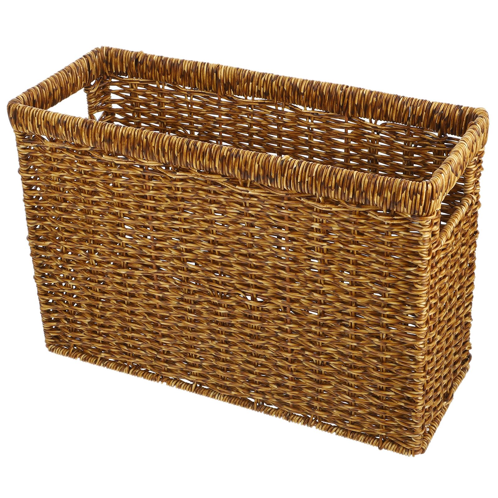 MAGICLULU Cesta Tejida con Asa Resistente y Ligera Organizador de Escritorio Multifuncional Cesta Pequeña de Plástico Ratán para Almacenamiento y Decoración del Hogar