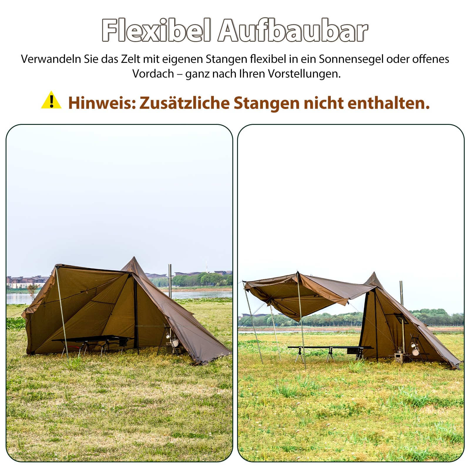 Tipi Tienda de campaña con apertura de horno y delantal de nieve para 4 personas, impermeable, para camping, 4 años, para senderismo, exterior, trekking, caza, pesca