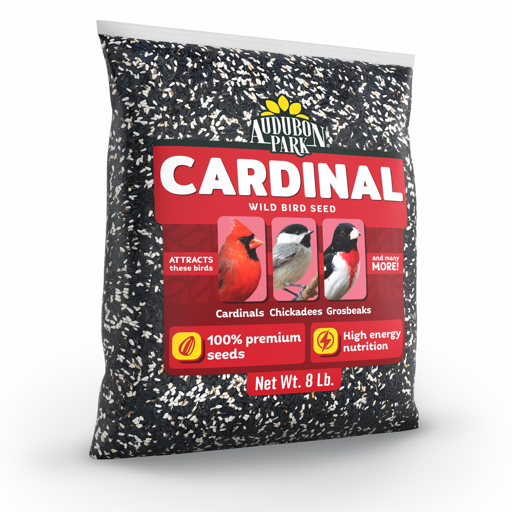 Audubon Park Semilla de pájaro Silvestre Cardenal, 8 Libras – Alimento para pájaros Silvestres para comederos Exteriores, Mezcla de Girasol y cártamo