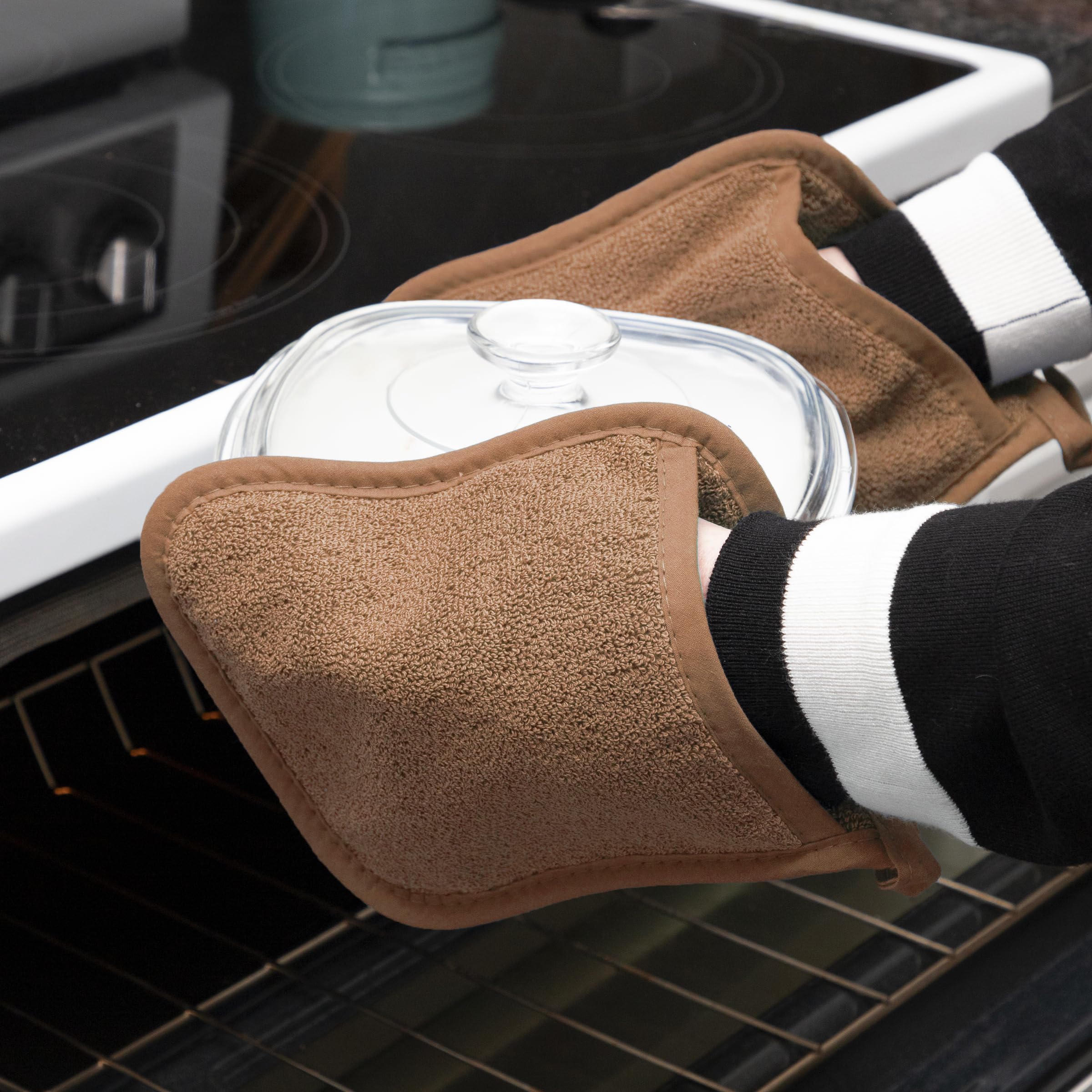 RITZ Guanto in spugna e cuscinetto termico: resistente al calore, 100% cotone resistente, design ergonomico per una presa ottimale, facile da pulire, lavabile in lavatrice, perfetto per la tua cucina