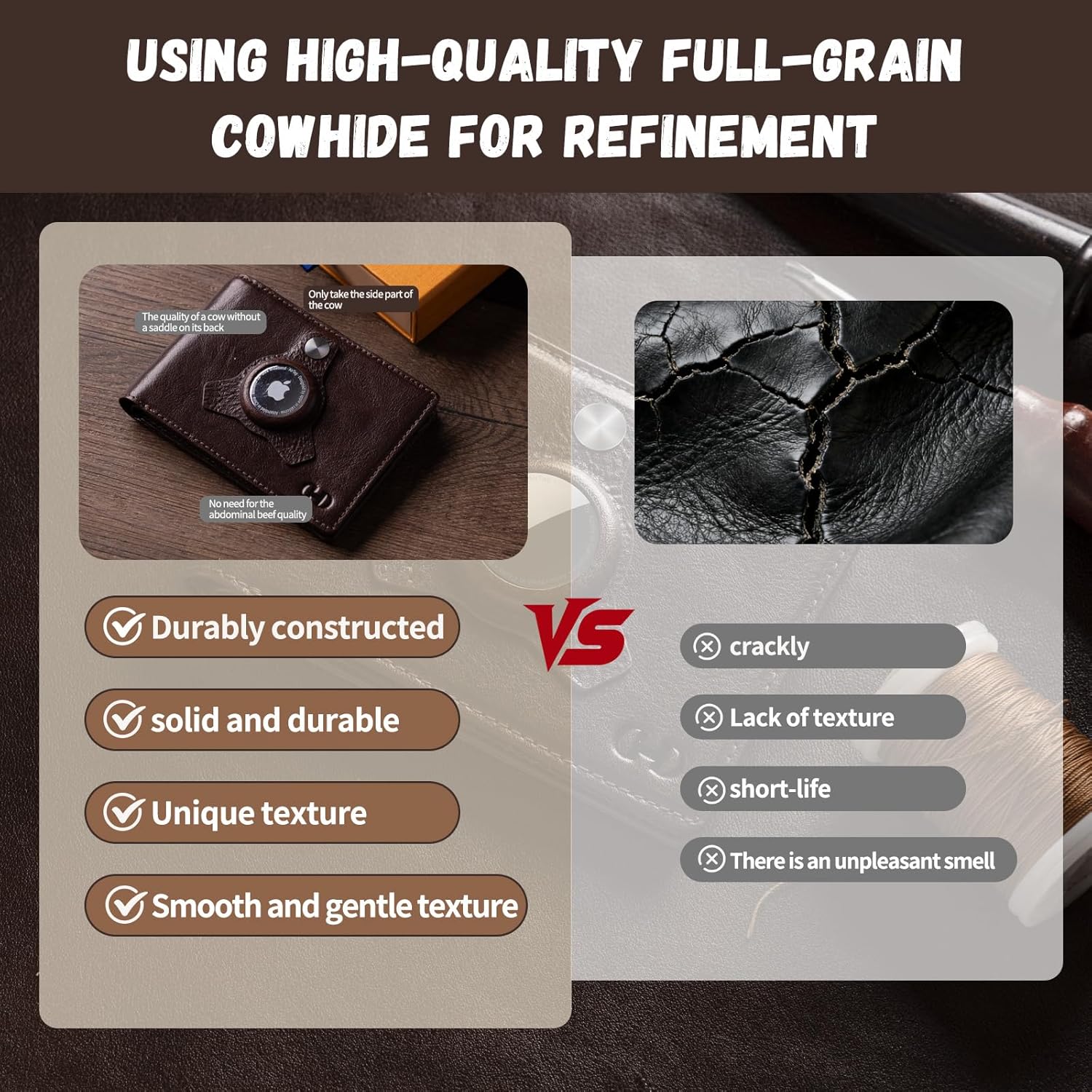 DuskDrapes AirTag Wallet for Men with Built-in Holder - Slim Leather Bifold Wallet with Airtag Slot | RFID Blocking, Full Grain Leather, 12 Card Capacity & 2 ID Windows | Gift Box Included - Image 5