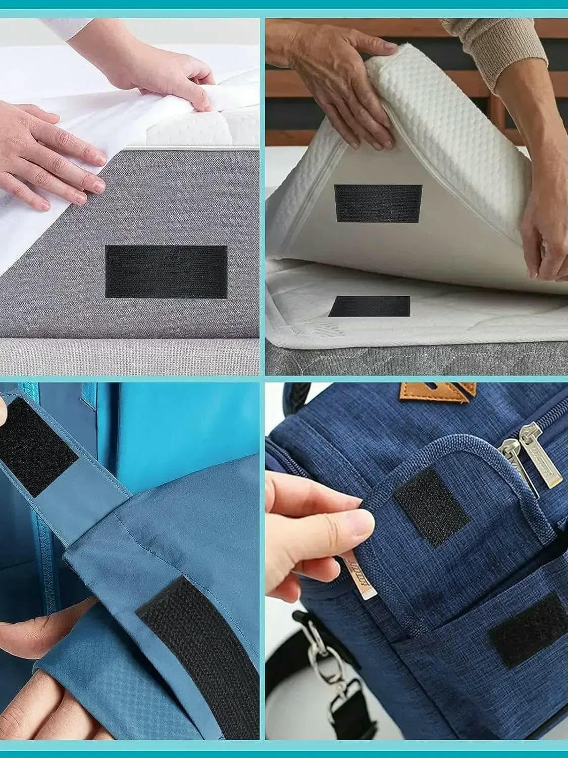 1-25M Nastro adesivo con gancio e passante per fissaggio casa fai da te Tap Auto Adesivo forte Adesivi con colla Adesivo Cinturino-Nero 25M-50mm