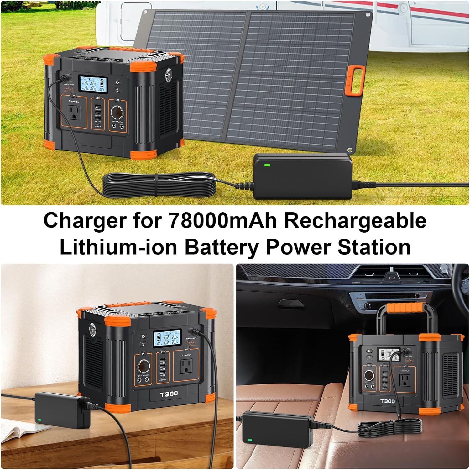 15V AC/DC Adapter Charger for GRECELL T300 300W (Peak 600W) Portable Power Station Generator Replacement 288Wh 78000mAh Li-ion Battery FJ-SW20171504000D 15V 4A 60W Power Supply Cable Charger