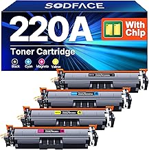 220A Toner Cartridges Compatible for HP 220X 220A Toner for HP Color Laserjet Pro MFP 4302dw 4302fdw 4202dw 4202dn 4302fdn W2200A W2201A W2202A W2203A (1Black 1Cyan 1Yellow 1Magenta, 4-Pack)