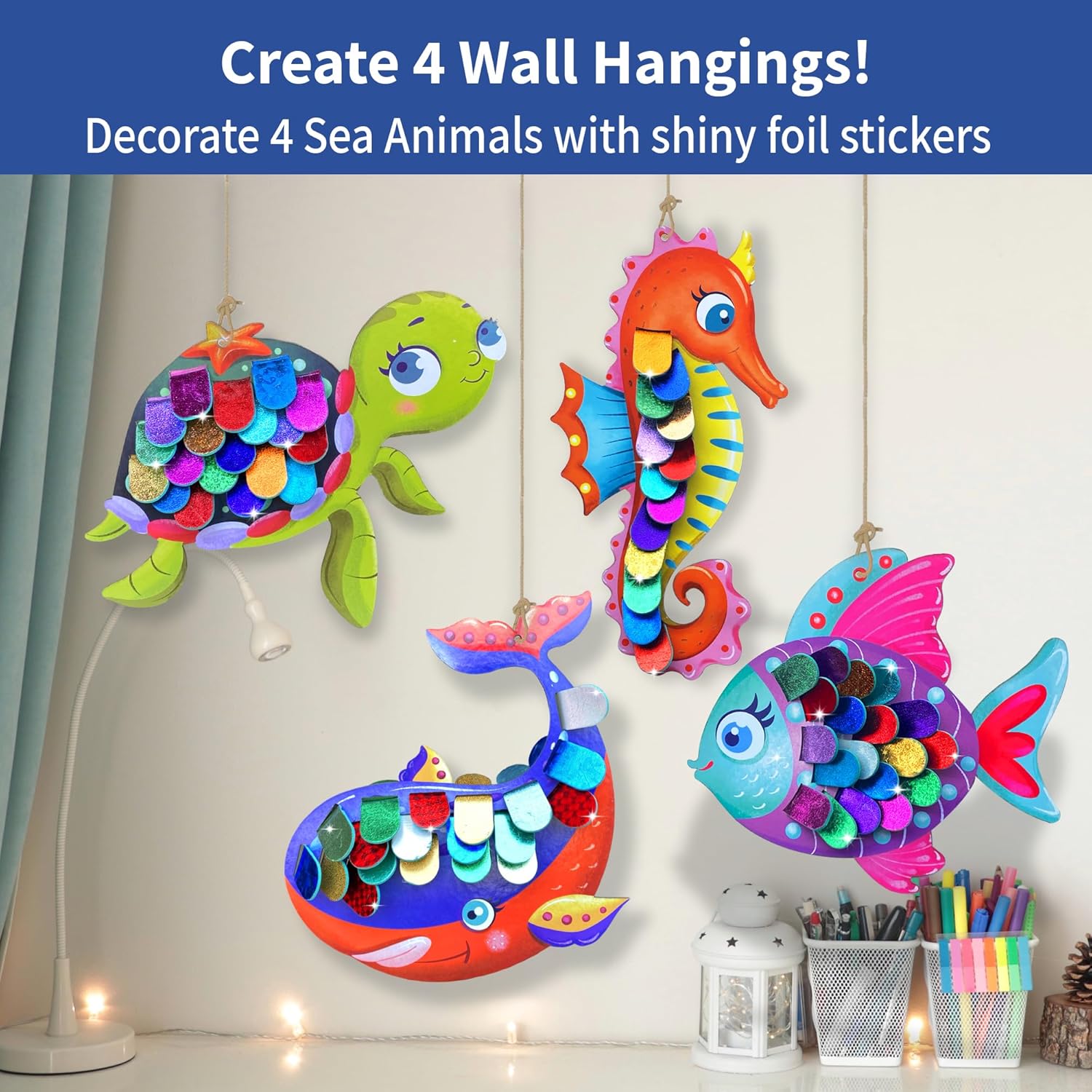 Chalk and Chuckles Art and Craft Kit, Fabulous Foil Decorations for Kids Age 4-9 Year, Unicorn, Princess, Mermaid Theme, DIY Gifts for Girls, Boys