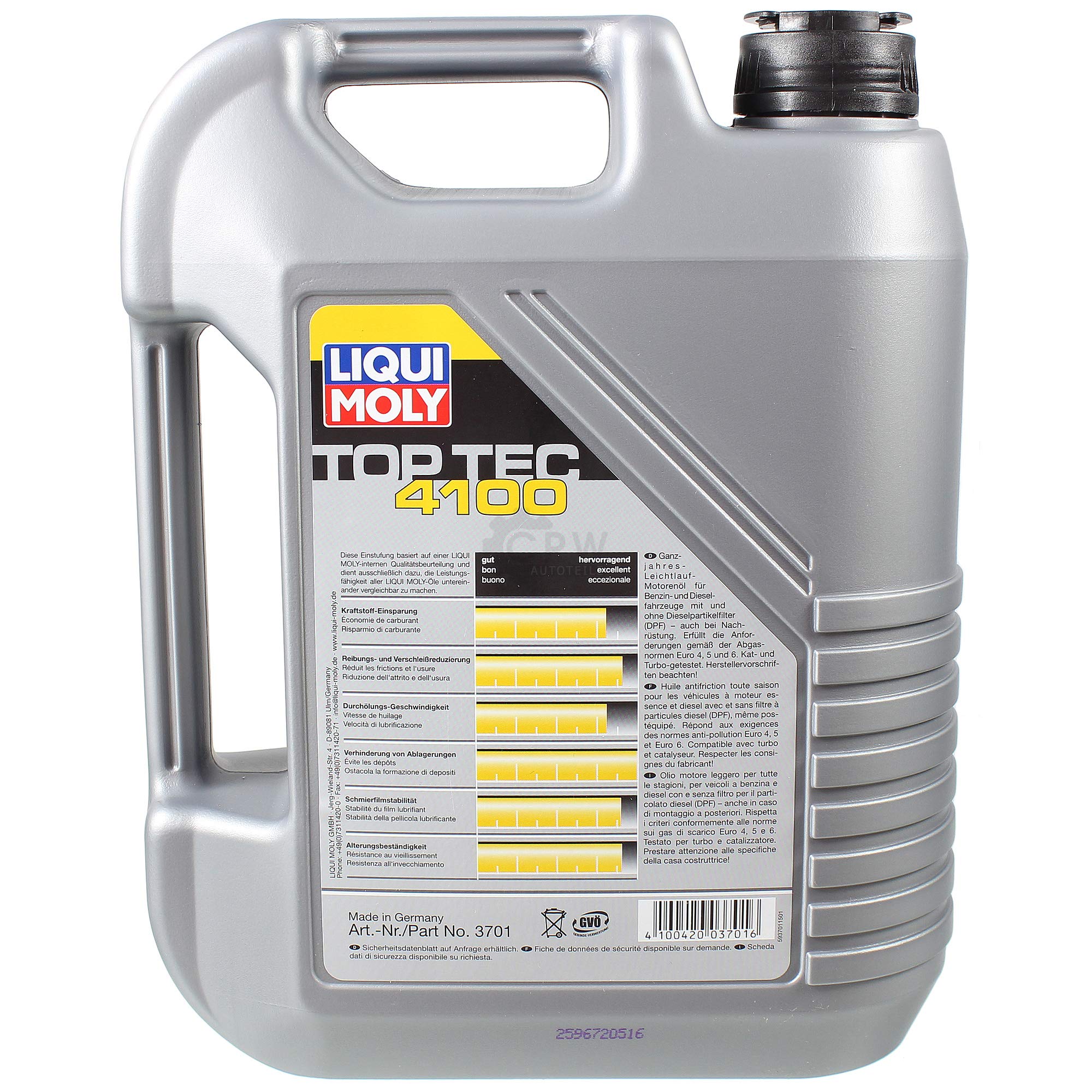 Filter Set Inspektionspaket 5 Liter Motoröl Top Tec 4100 5W-40 Innenraumfilter Luftfilter Ölfilter